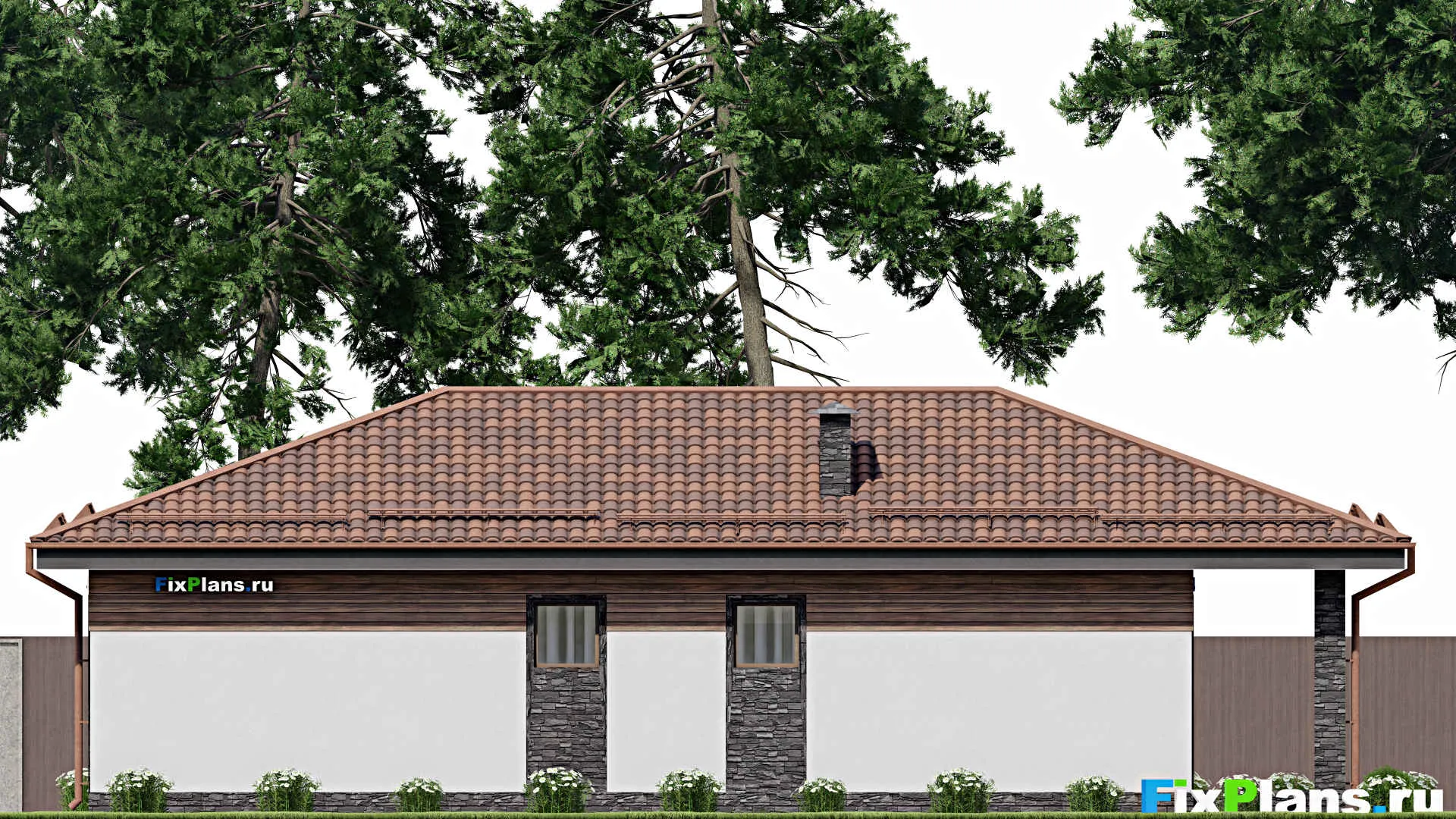 F-10457 - План одноэтажного дома 11 на 17, площадью 130 м² с 3 спальнями