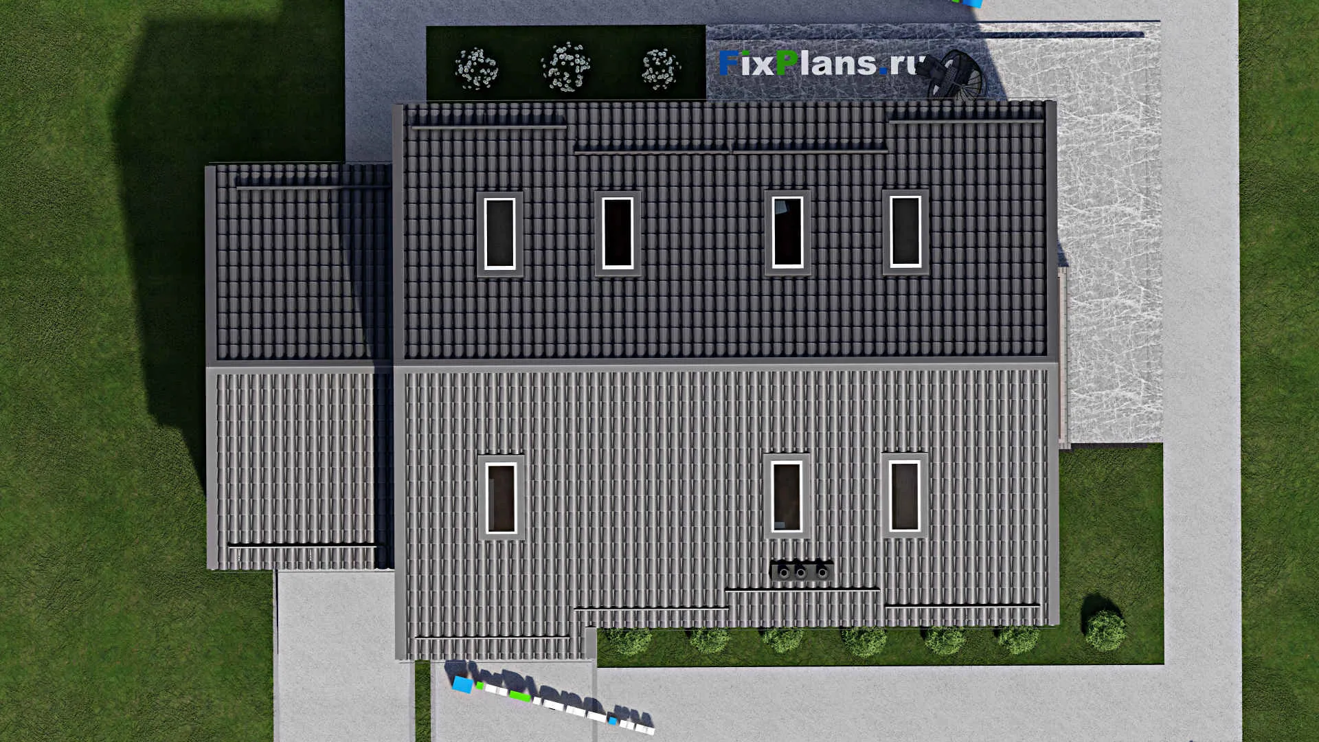 F-2825 - Проект дома с мансардой 9 на 17, площадью 210 м² с террасой, балконом, гаражом на 1 машину и 4 спальнями