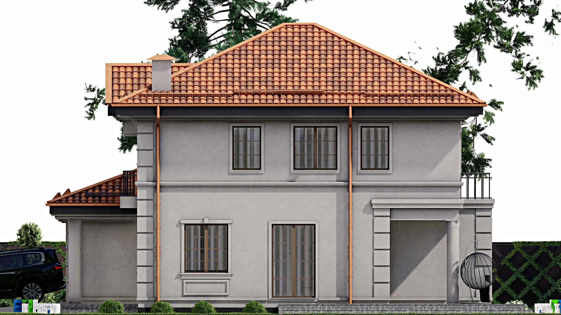 F-10484 - Проект двухэтажного дома 14 на 15, площадью 220 м² с 4 спальнями