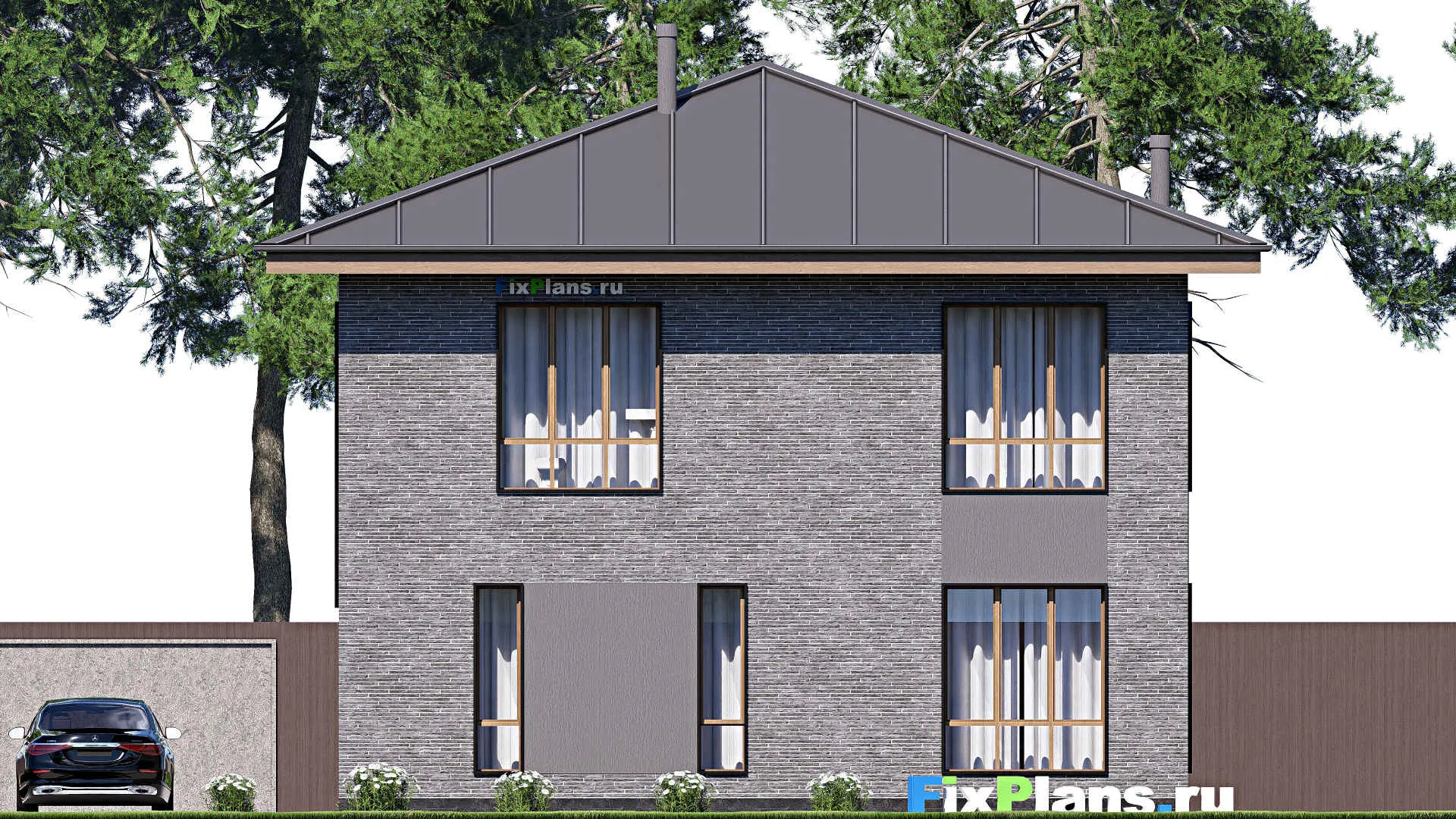 F-19133 - Проект двухэтажного дома 11 на 13, площадью 180 м² с балконом и 5 спальнями