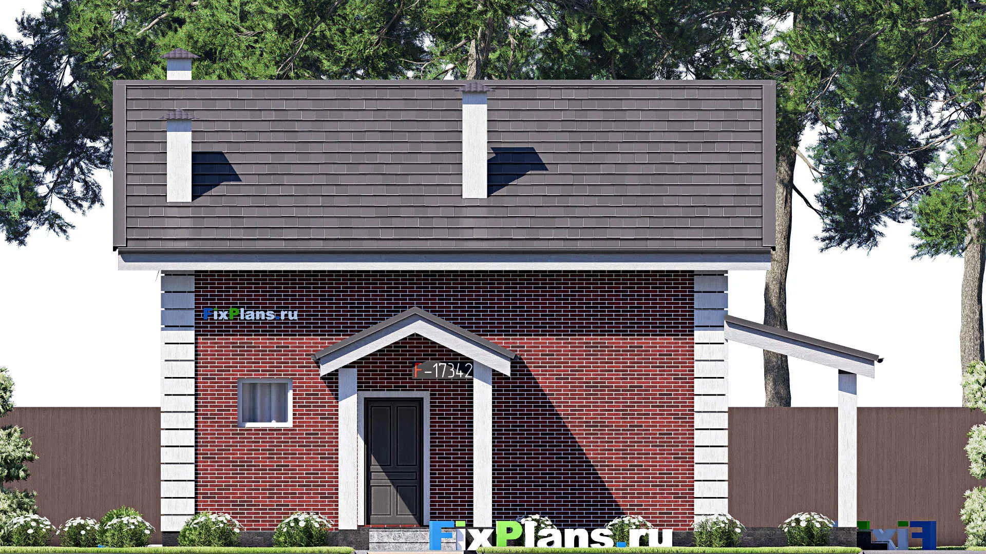 F-17342 - Планы дома с мансардой 10 на 12, площадью 120 м² с террасой и 3 спальнями