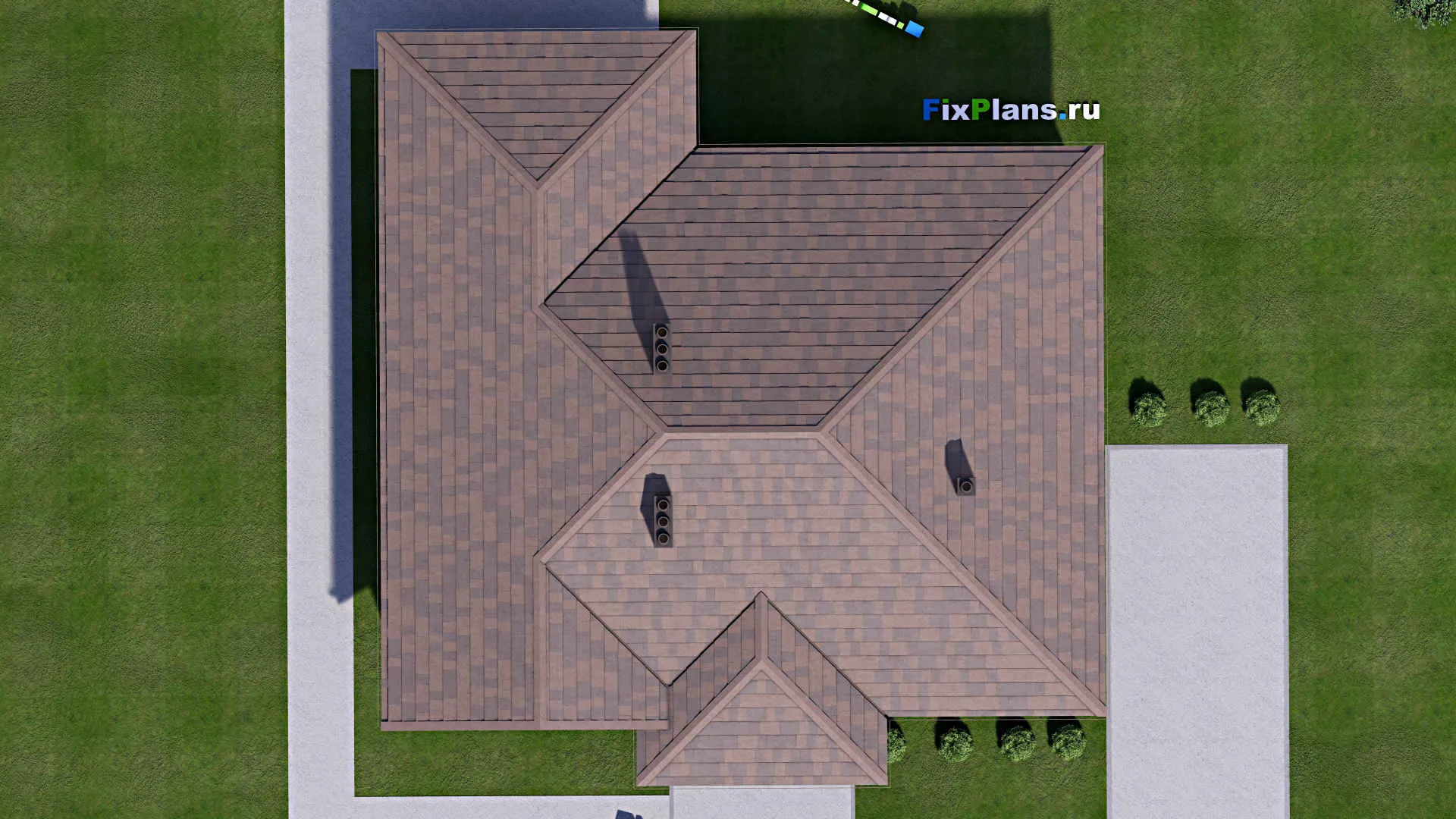 F-14408 - Проект одноэтажного дома 16 на 16, площадью 160 м² с террасой и 3 спальнями