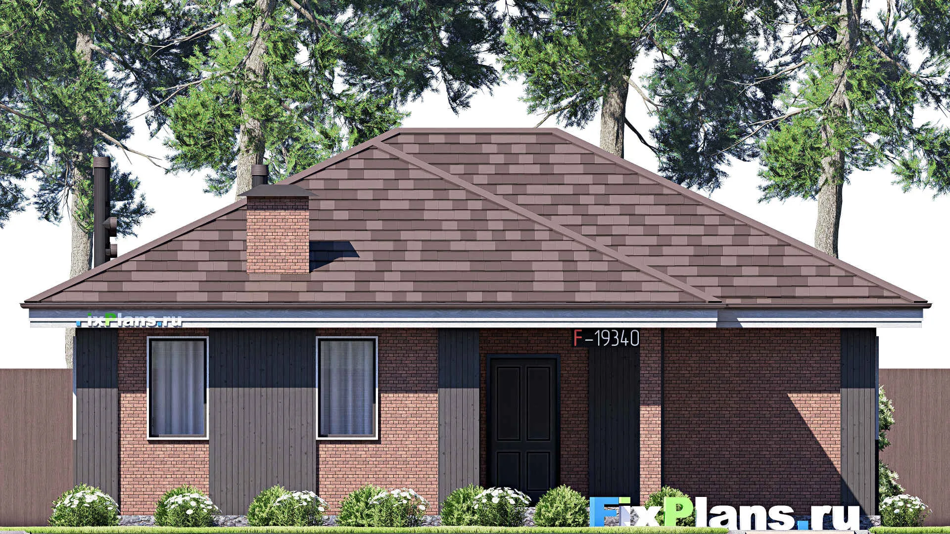 F-19340 - Проект одноэтажного дома 12 на 13, площадью 100 м² с 3 спальнями