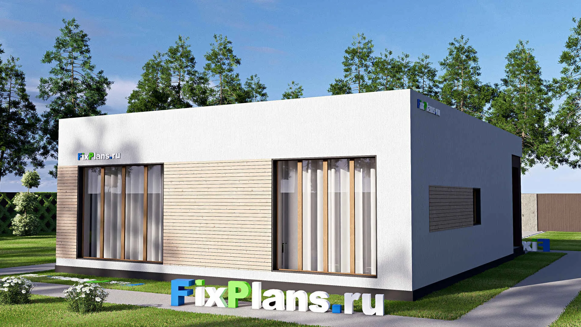 F-20861 - Проект одноэтажного дома 11 на 13, площадью 100 м² с террасой и 3 спальнями