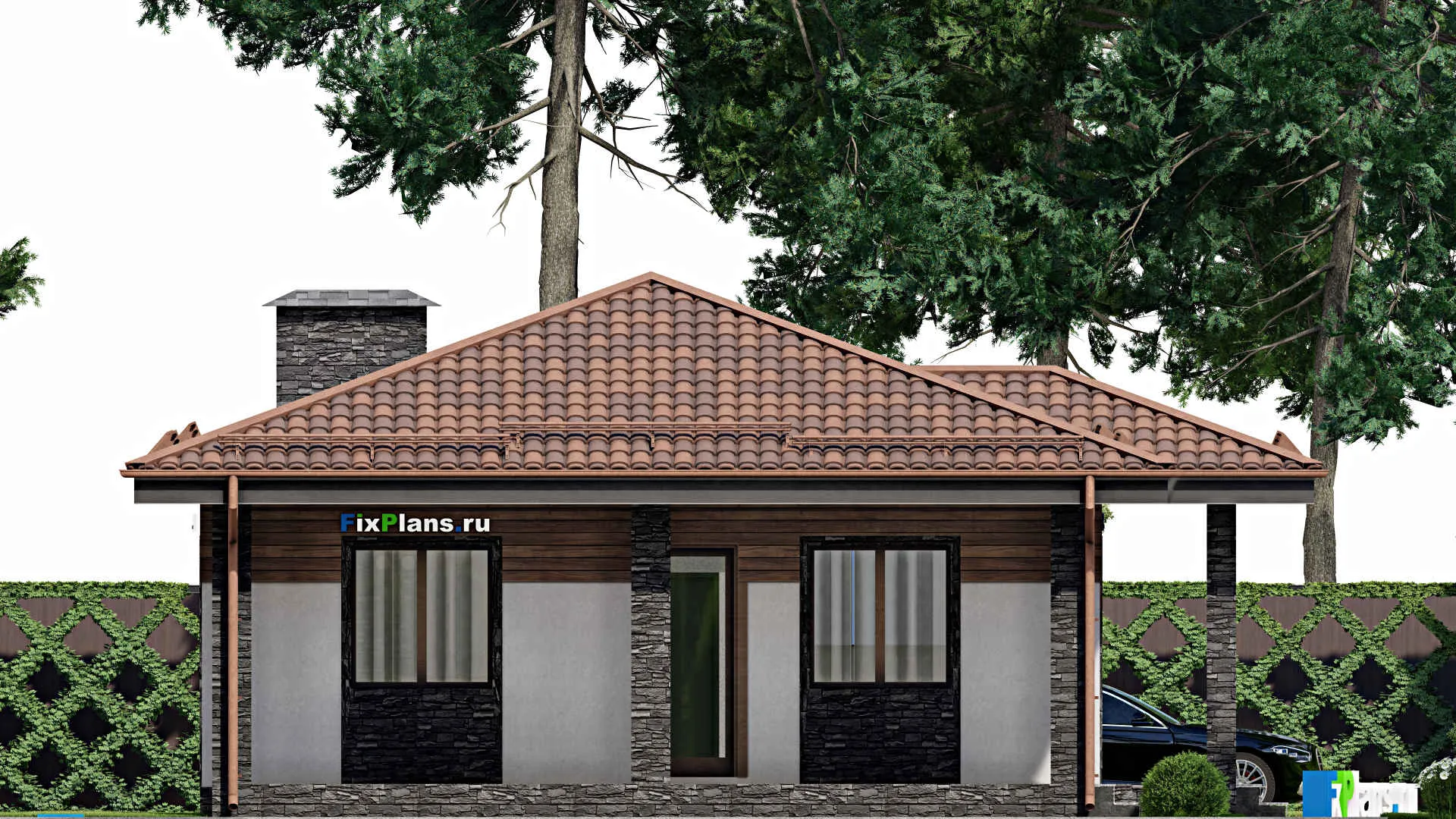 F-10457 - План одноэтажного дома 11 на 17, площадью 130 м² с 3 спальнями