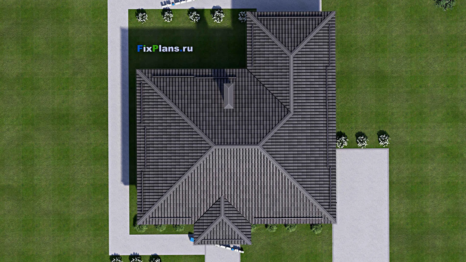 F-13994 - Проект одноэтажного дома 14 на 16, площадью 130 м² с террасой и 3 спальнями