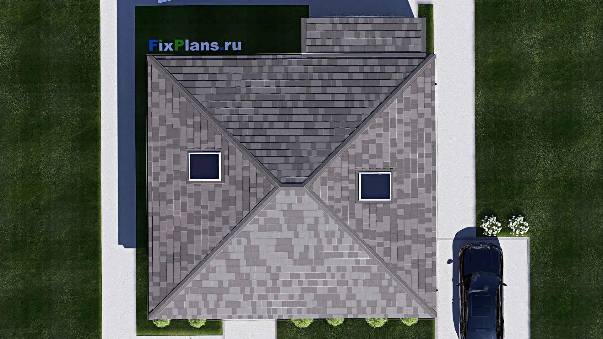 F-17828 - Планы дома с мансардой 12 на 12, площадью 160 м² с террасой и 4 спальнями