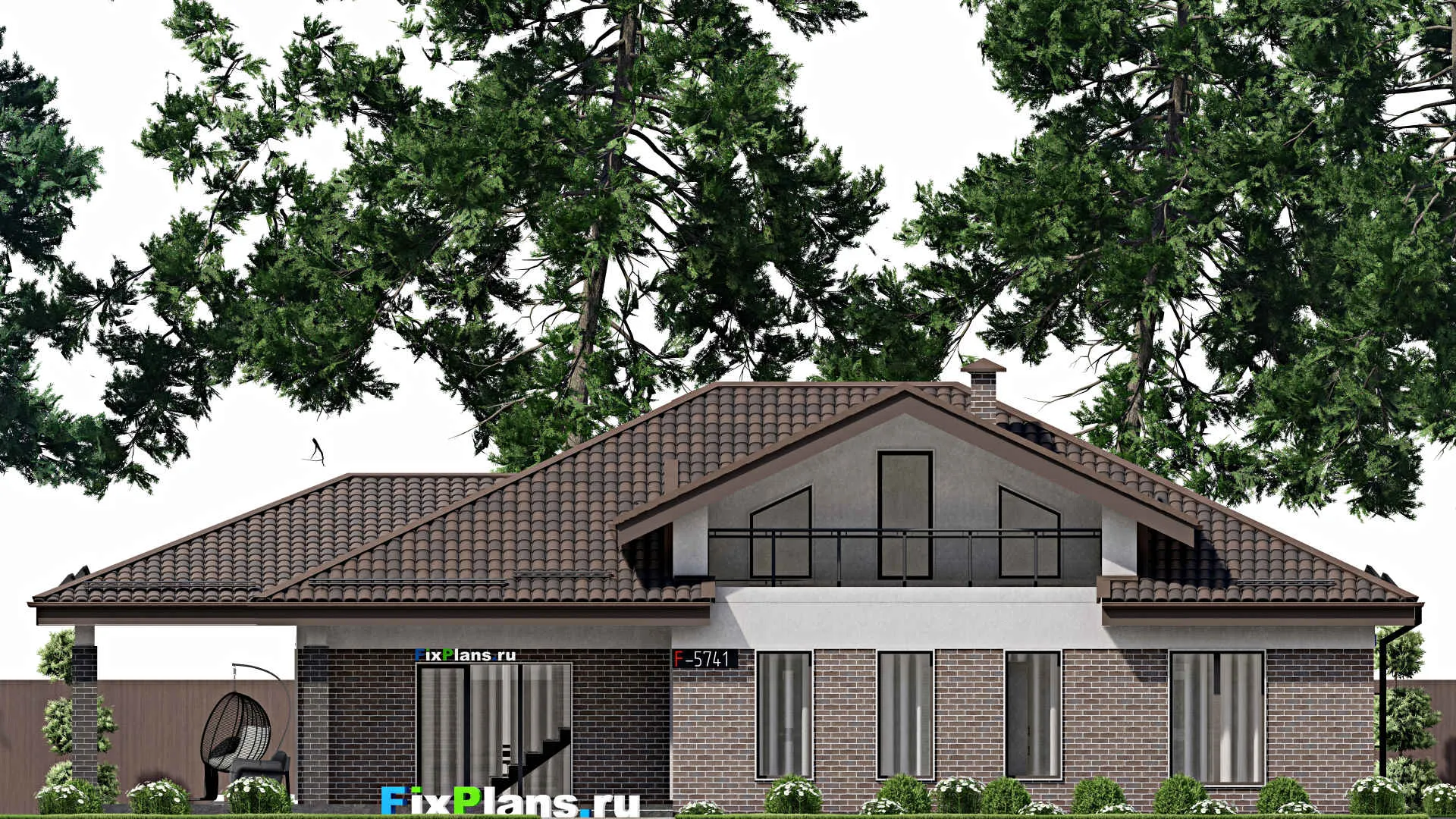 F-5741 - План одноэтажного дома 13 на 20, площадью 220 м² с террасой и 3 спальнями