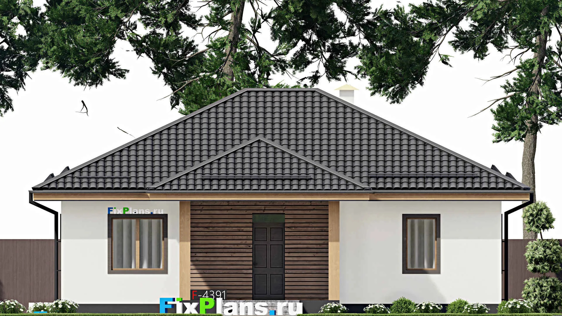 F-4391 - Проект одноэтажного дома 11 на 13, площадью 110 м² с 3 спальнями