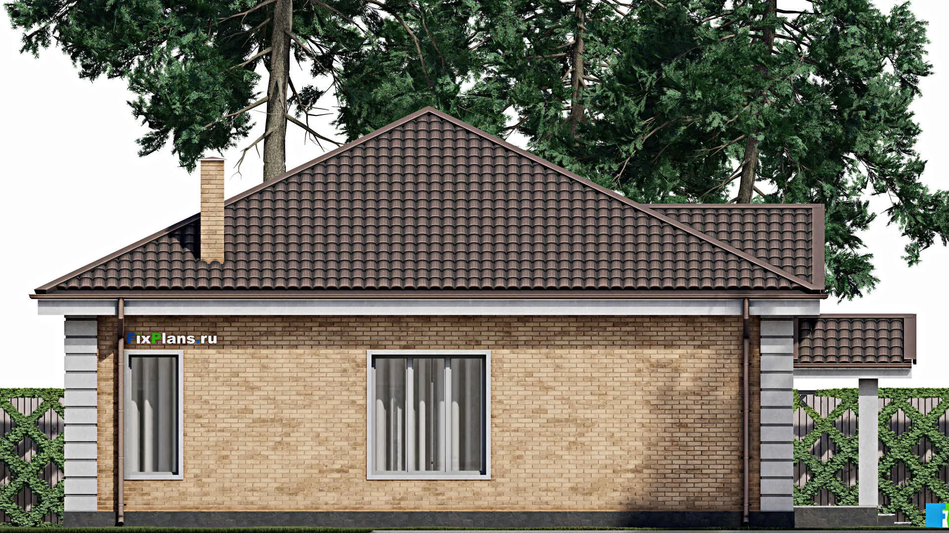 F-1664 - План одноэтажного дома 13 на 16, площадью 150 м² с 3 спальнями