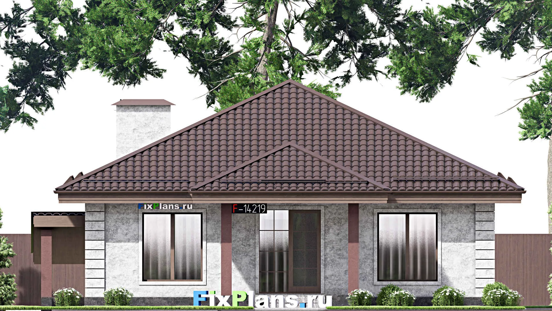 F-14219 - Проект одноэтажного дома 13 на 15, площадью 250 м² с цокольным этажом и 3 спальнями