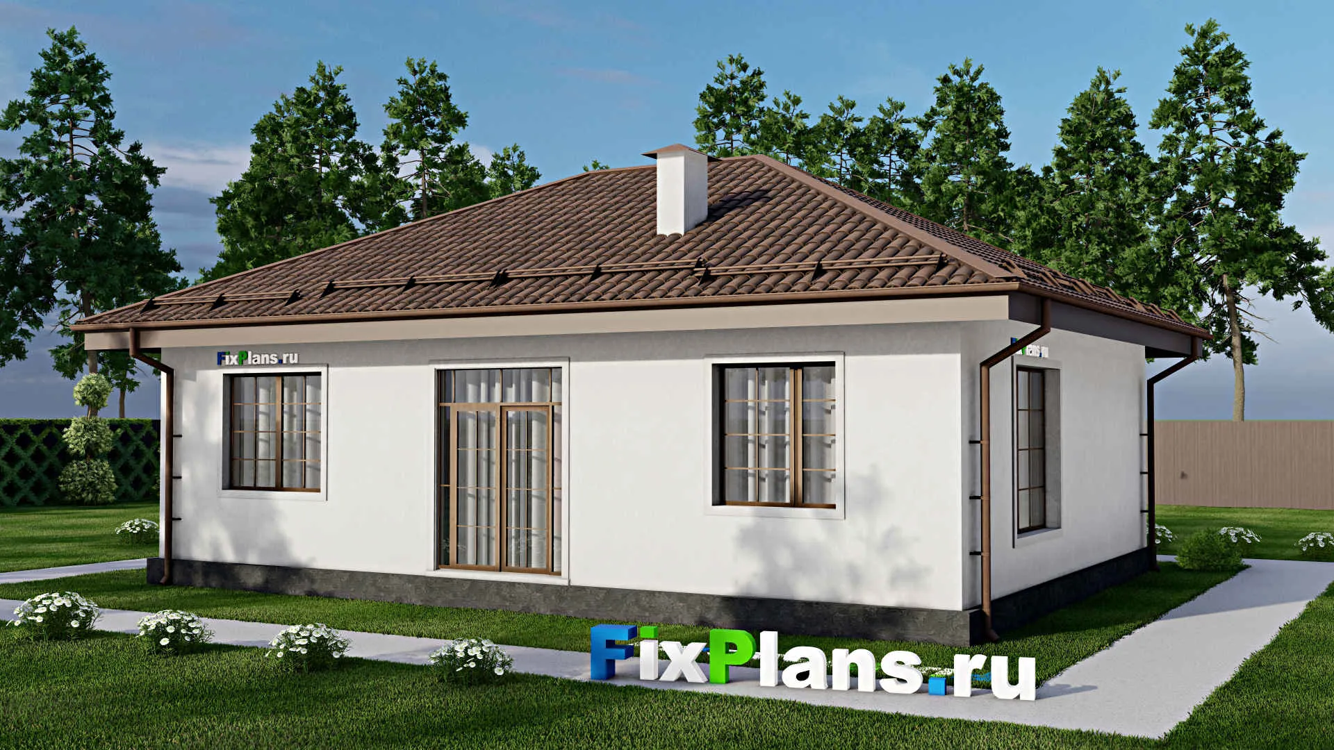 F-9629 - План одноэтажного дома 10 на 13, площадью 100 м² с 3 спальнями