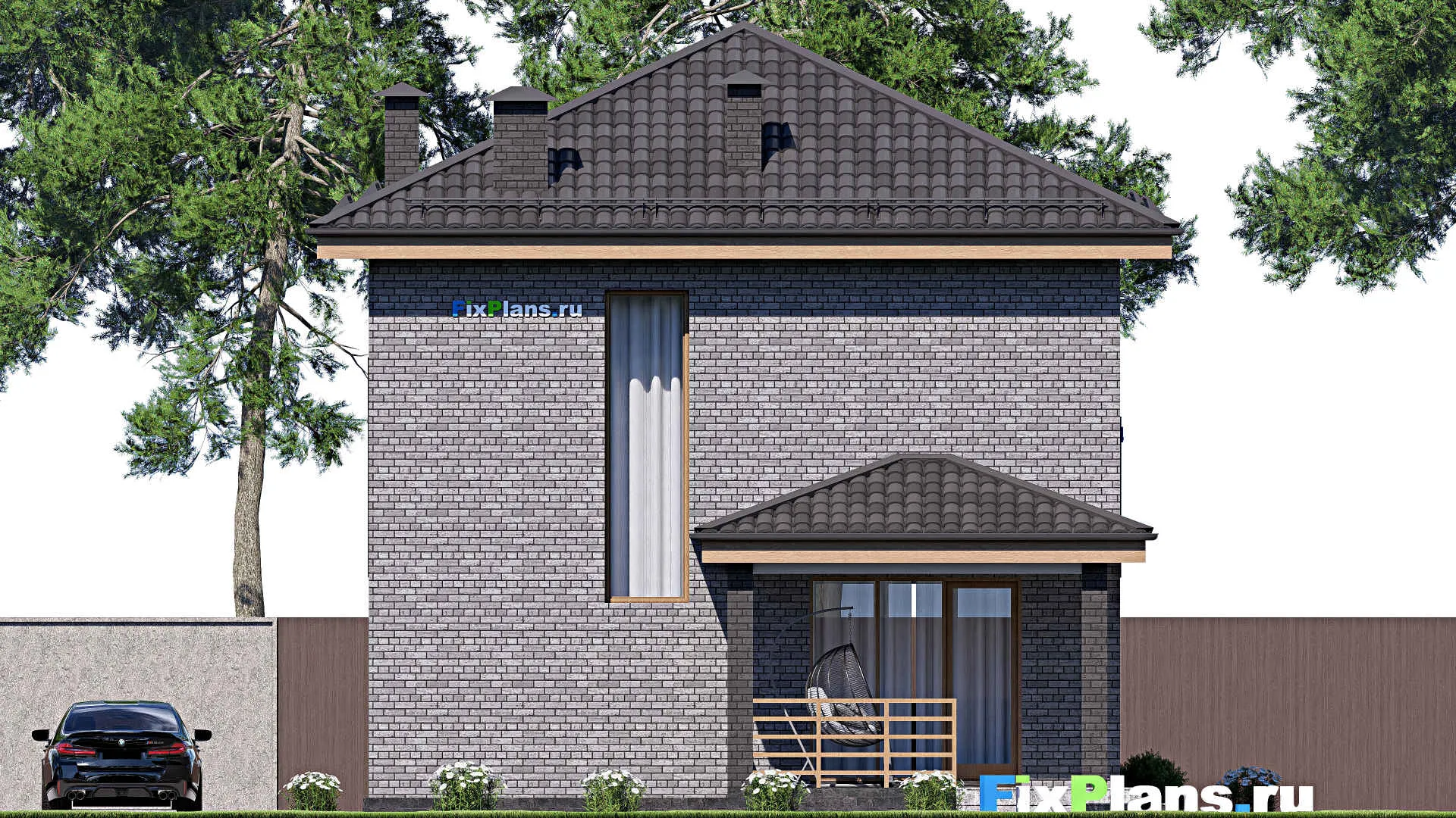 F-17018 - Проект двухэтажного дома 9 на 13, площадью 150 м² с террасой, балконом и 3 спальнями