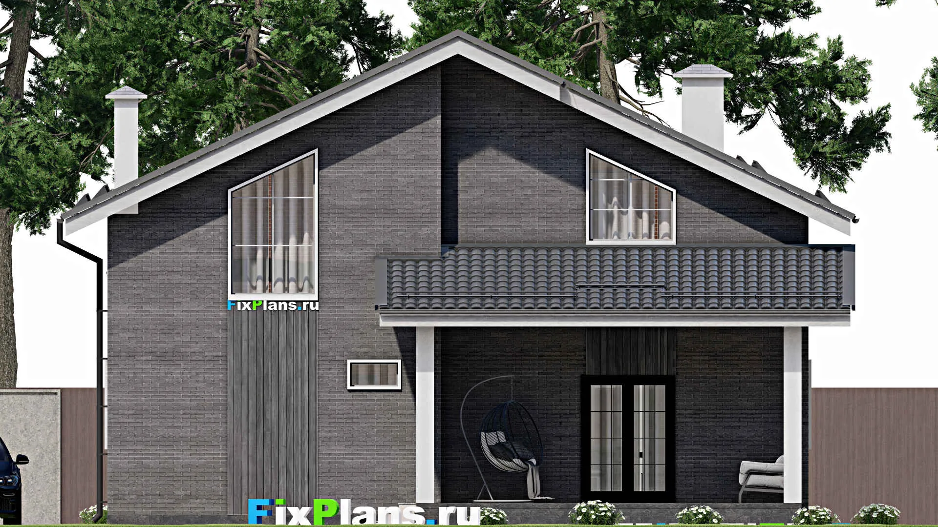 F-3914 - Проект дома с мансардой 10 на 12, площадью 170 м² с террасой и 4 спальнями