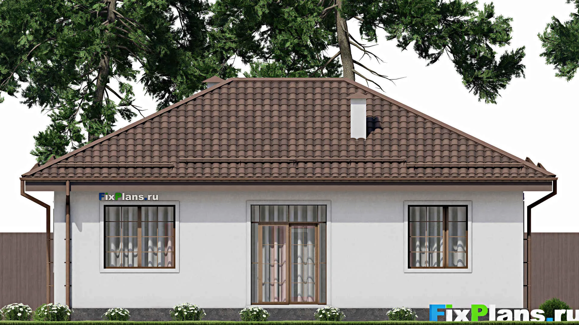 F-9629 - План одноэтажного дома 10 на 13, площадью 100 м² с 3 спальнями