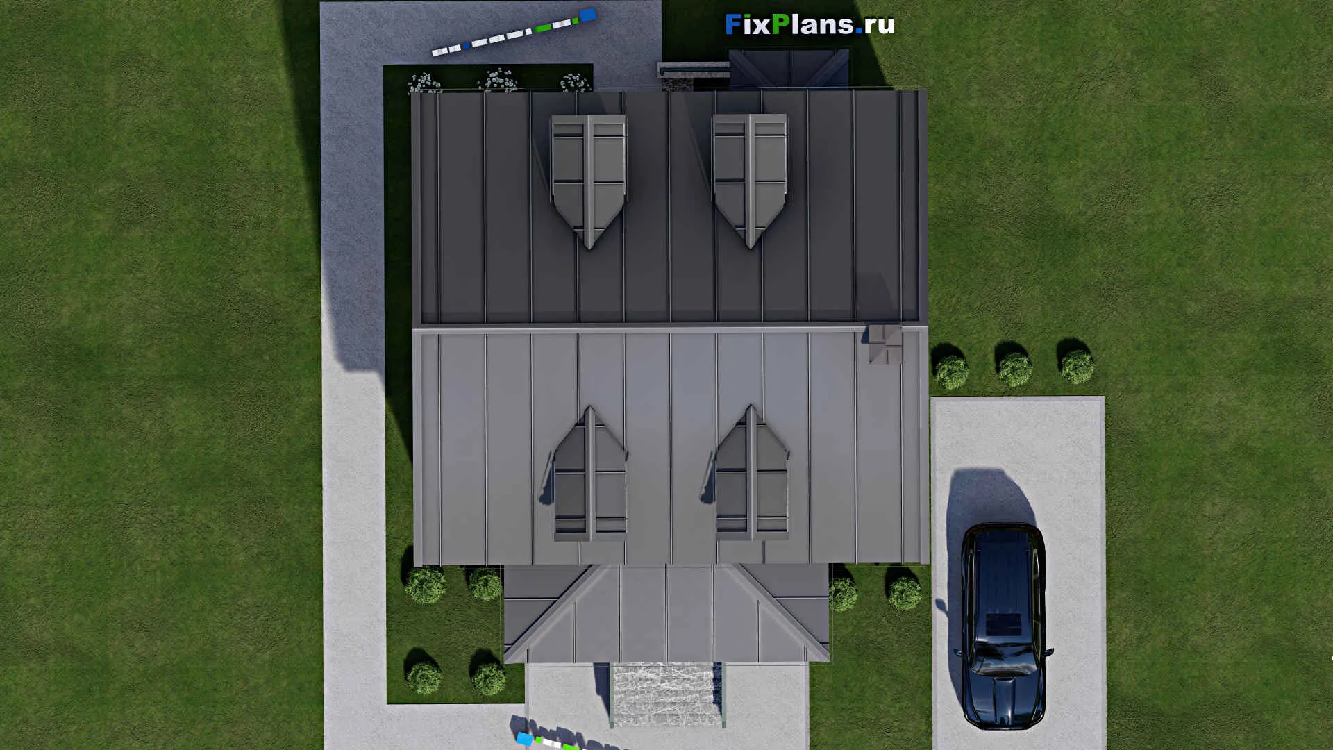 F-9395 - Проект дома с мансардой 11 на 13, площадью 240 м² с цокольным этажом, баней и 5 спальнями