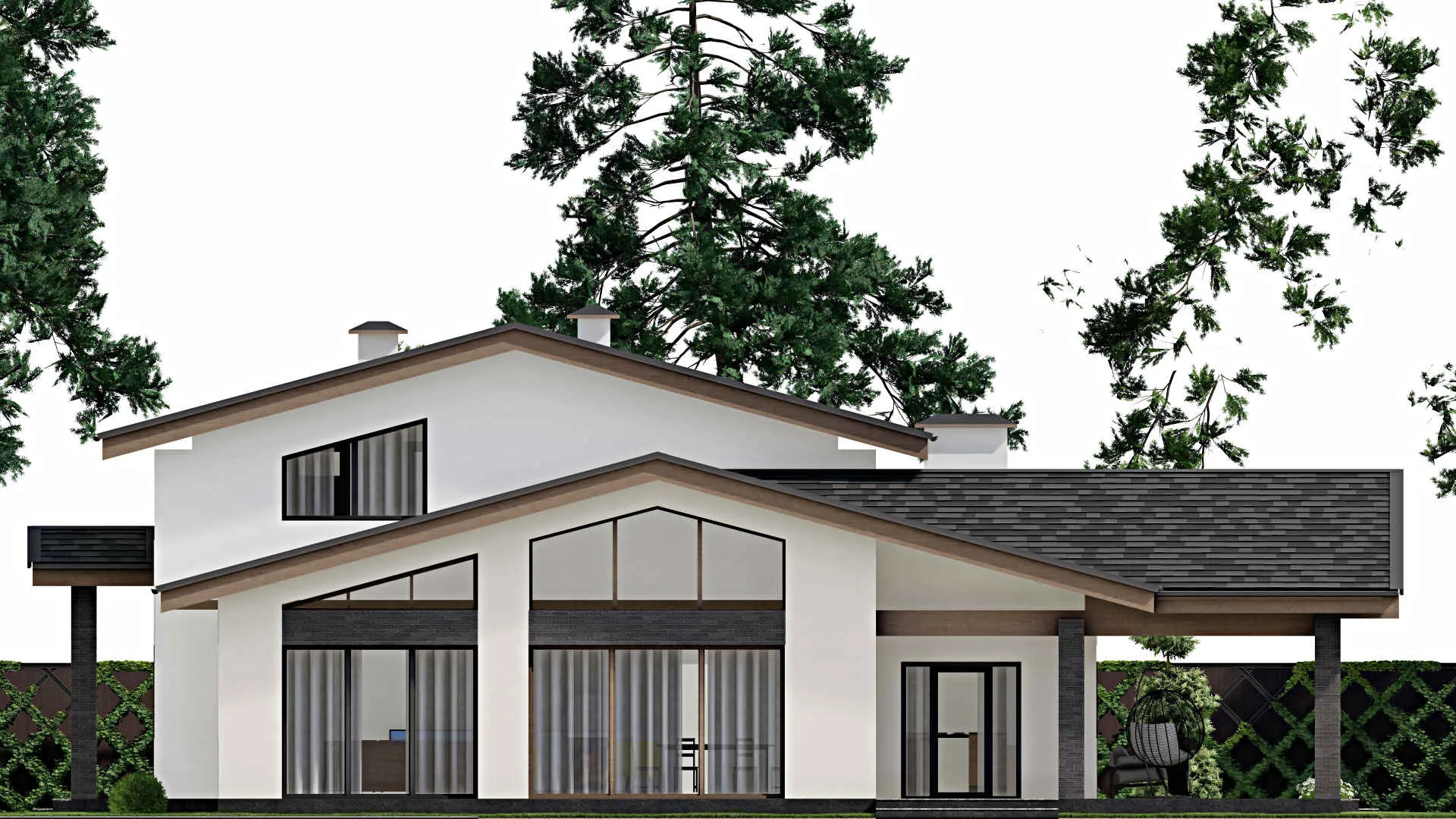 F-6488 - Проект дома с мансардой 15 на 18, площадью 340 м² с террасой и 4 спальнями