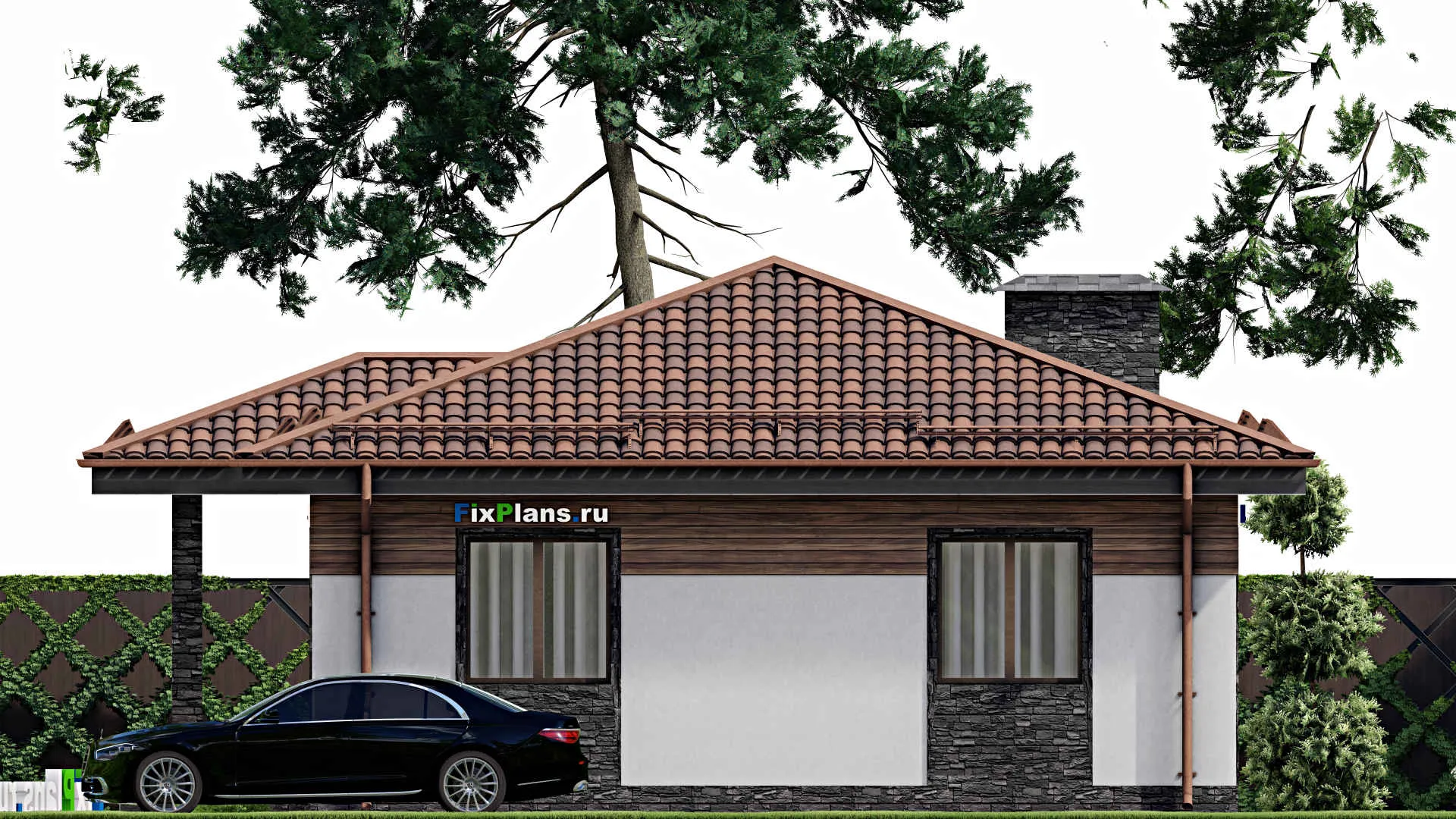 F-10457 - План одноэтажного дома 11 на 17, площадью 130 м² с 3 спальнями