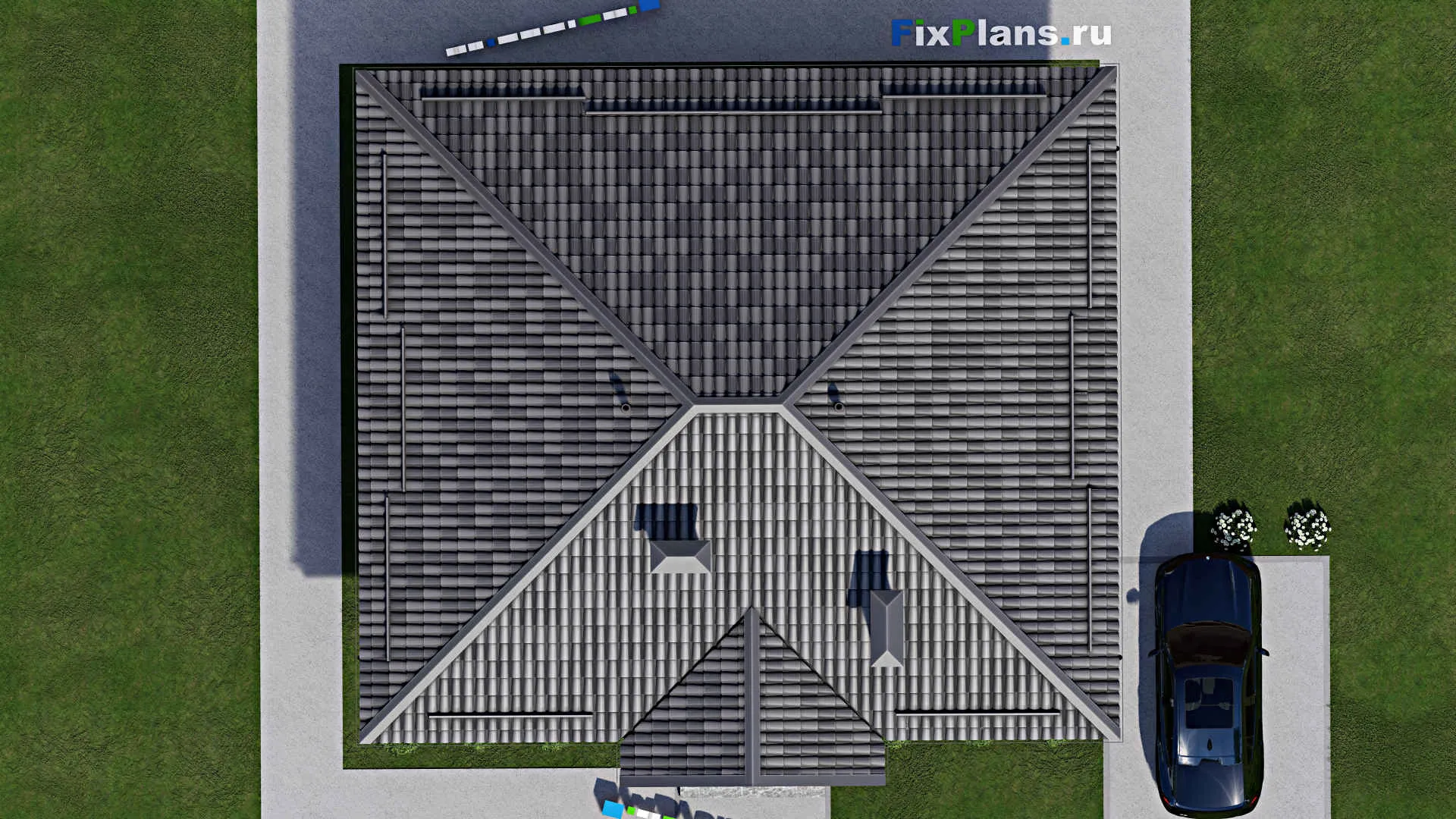 F-8756 - Проект одноэтажного дома 12 на 12, площадью 100 м² с 2 спальнями