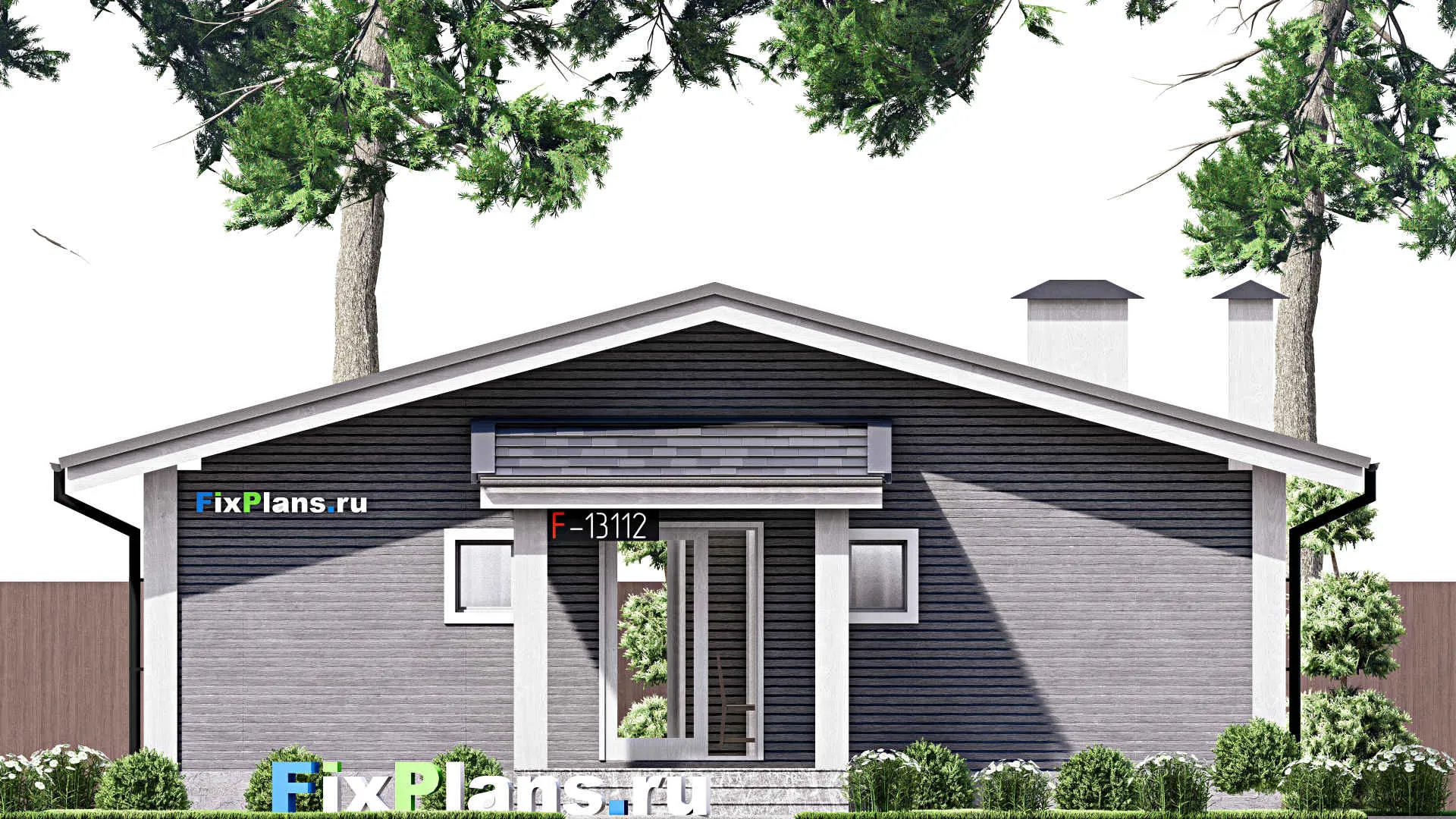 F-13112 - Проект одноэтажного дома 11 на 23, площадью 190 м² с террасой, баней и 3 спальнями