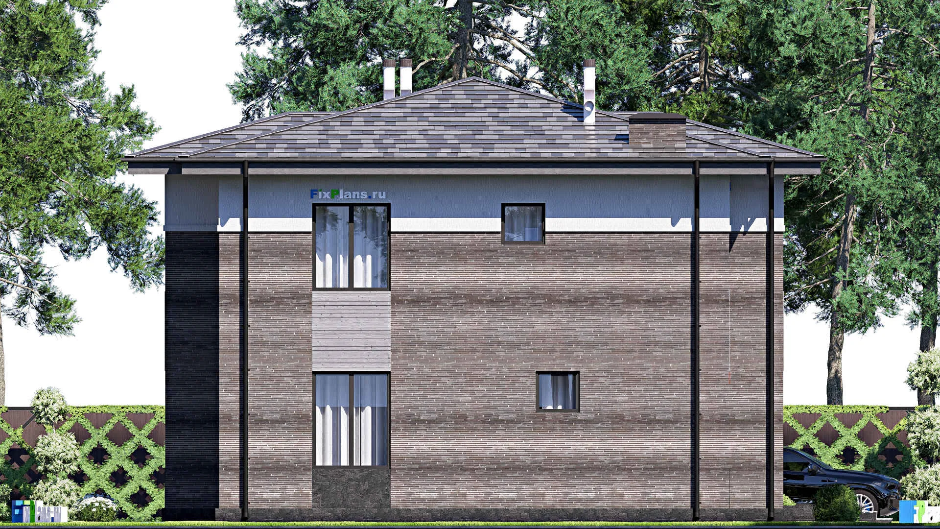 F-17657 - Проект двухэтажного дома 14 на 15, площадью 230 м² с 5 спальнями