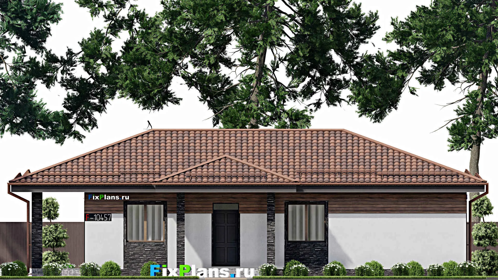 F-10457 - План одноэтажного дома 11 на 17, площадью 130 м² с 3 спальнями