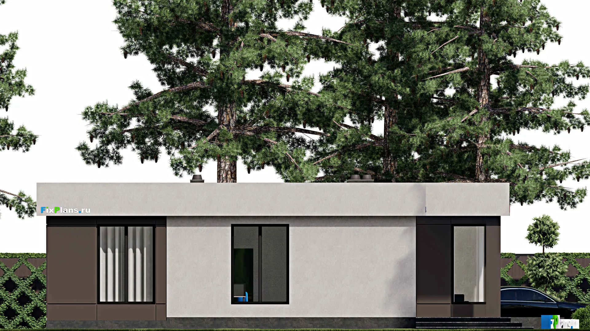 F-2186 - Проект одноэтажного дома 15 на 16, площадью 200 м² с 3 спальнями