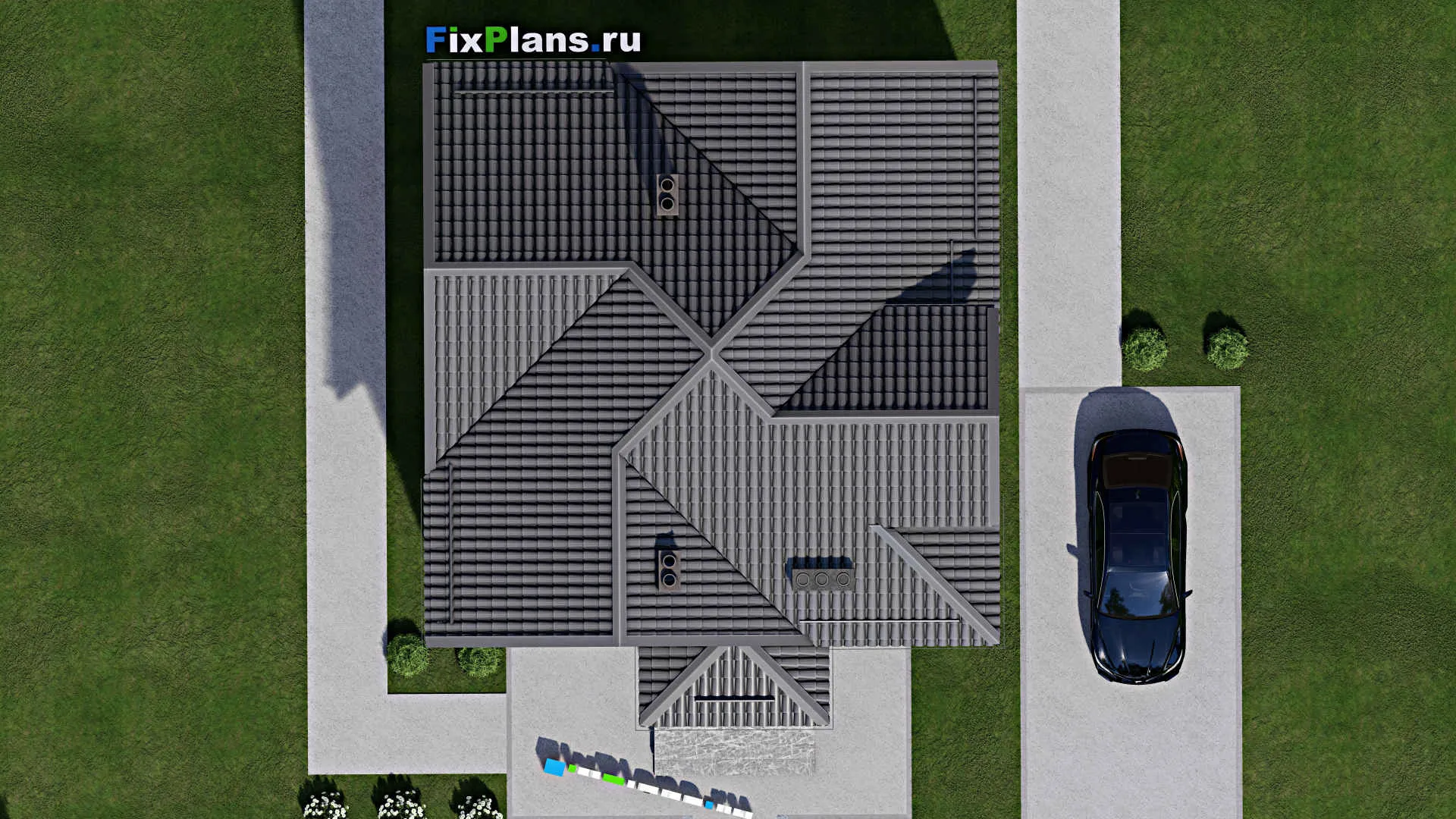 F-4526 - Проект дома с мансардой 10 на 10, площадью 150 м² с баней и 3 спальнями