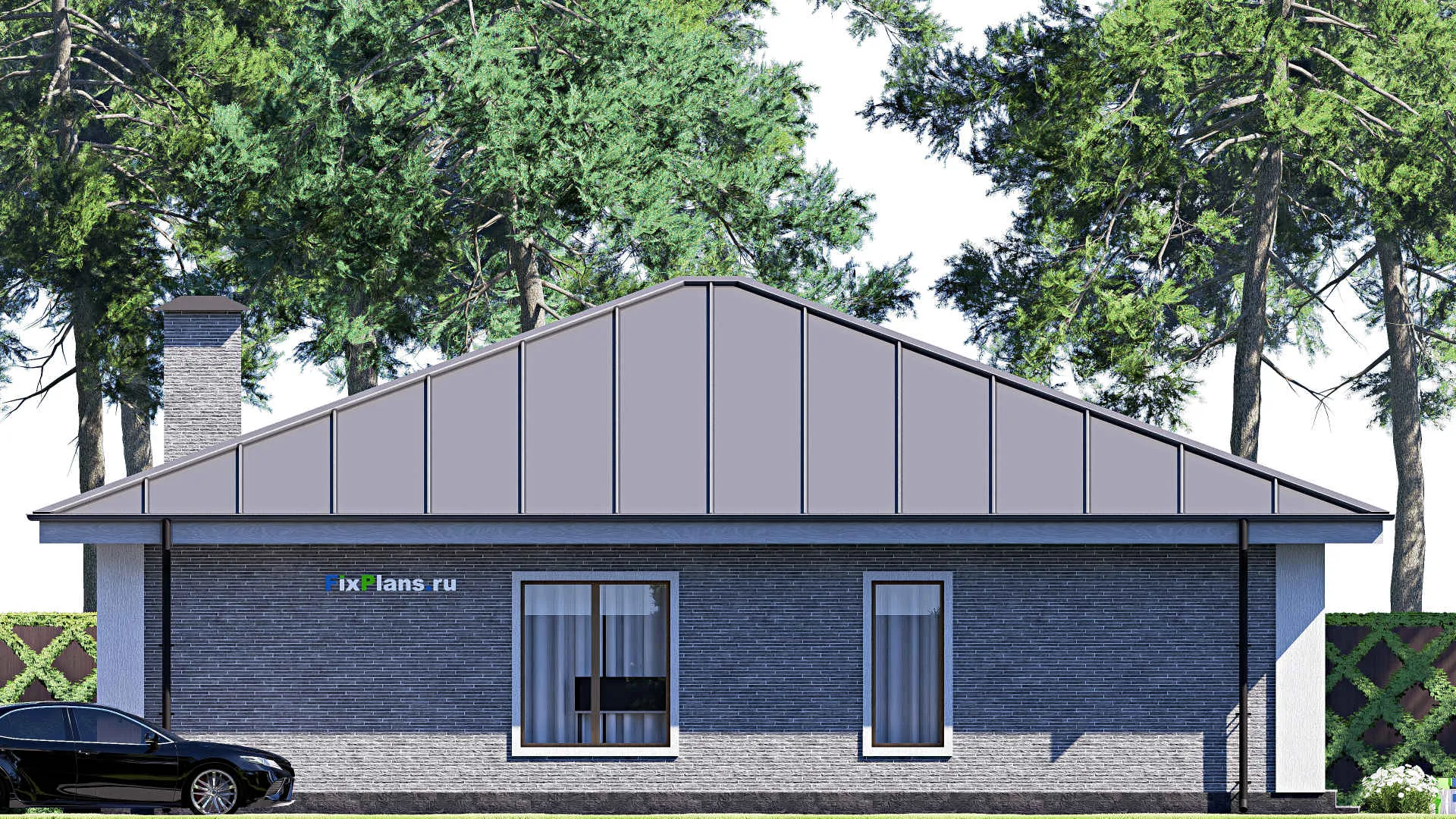 F-18593 - План одноэтажного дома 14 на 15, площадью 160 м² с террасой и 3 спальнями