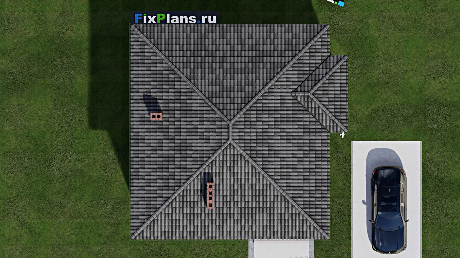 F-1754 - Проект двухэтажного дома 11 на 11, площадью 150 м² с балконом и 4 спальнями