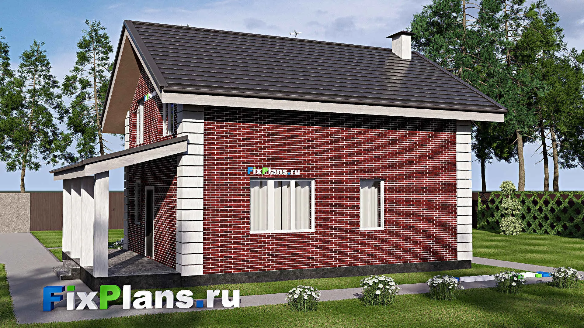 F-17342 - Планы дома с мансардой 10 на 12, площадью 120 м² с террасой и 3 спальнями