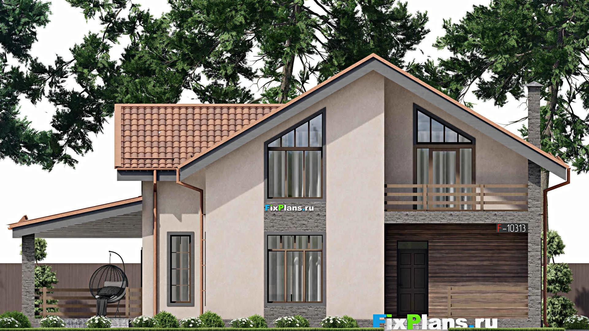 F-10313 - Проект дома с мансардой 12 на 17, площадью 220 м² с 5 спальнями