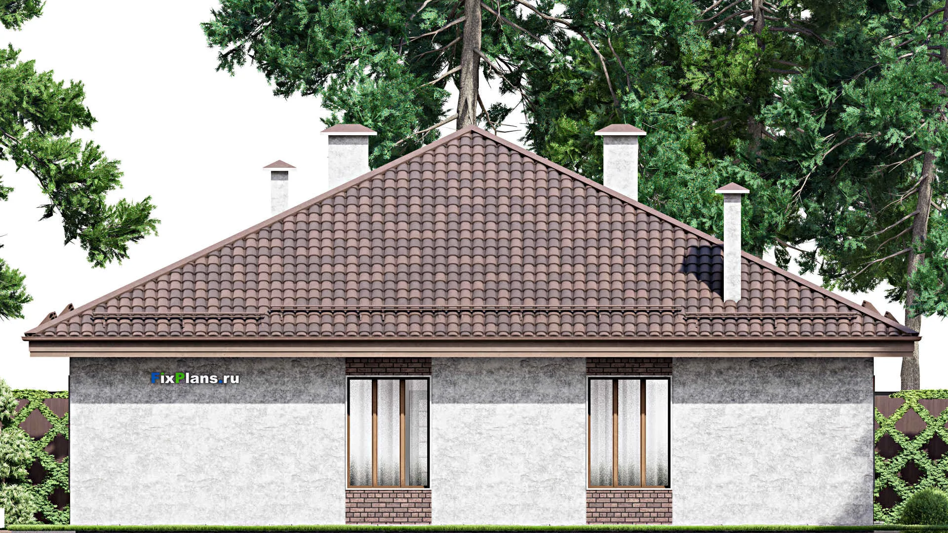 F-14354 - Проект одноэтажного дома 15 на 16, площадью 170 м² с террасой и 3 спальнями