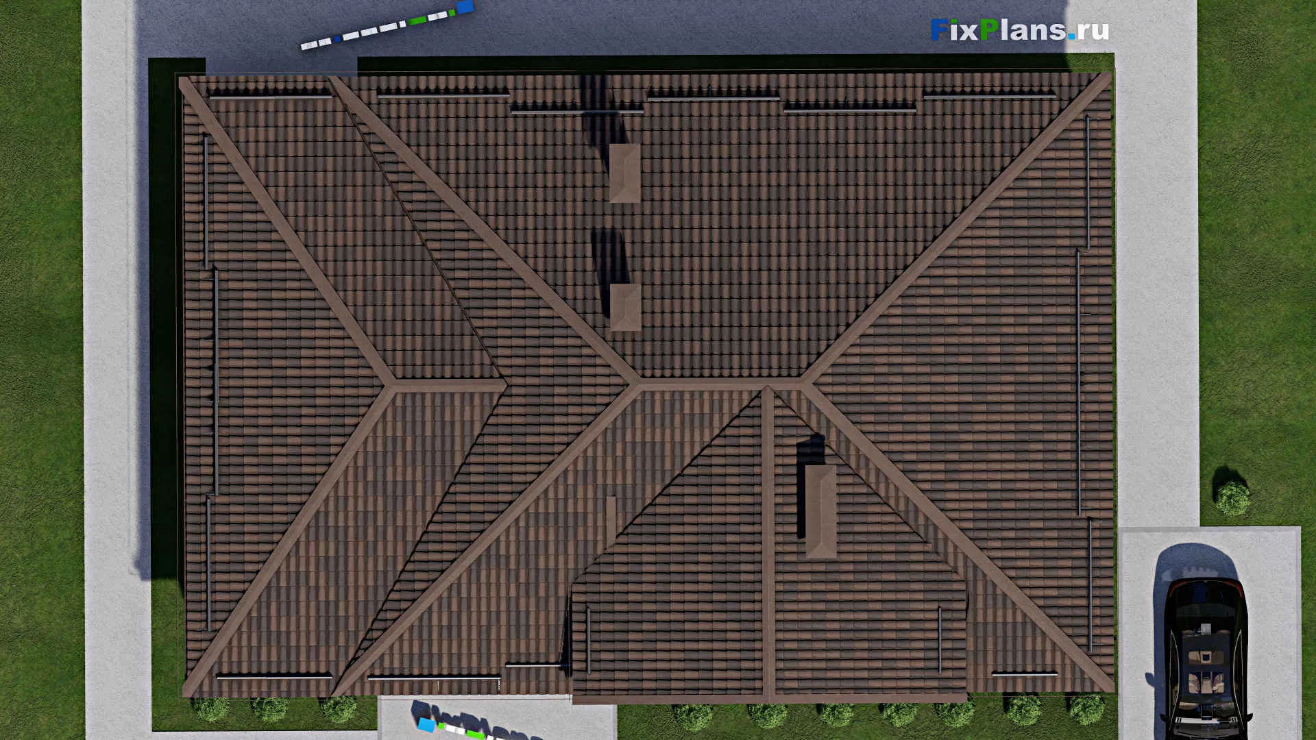 F-5741 - План одноэтажного дома 13 на 20, площадью 220 м² с террасой и 3 спальнями