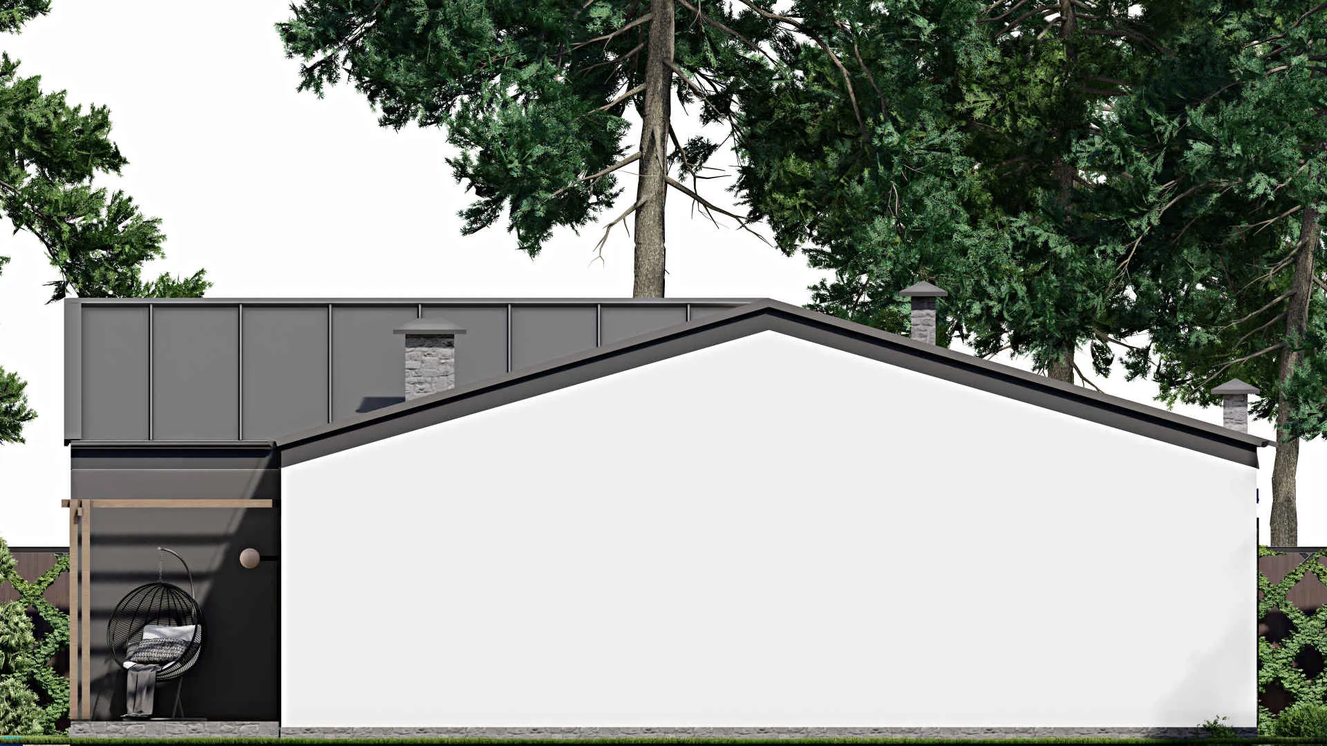 F-10259 - Проект одноэтажного дома 14 на 15, площадью 150 м² с террасой и 3 спальнями