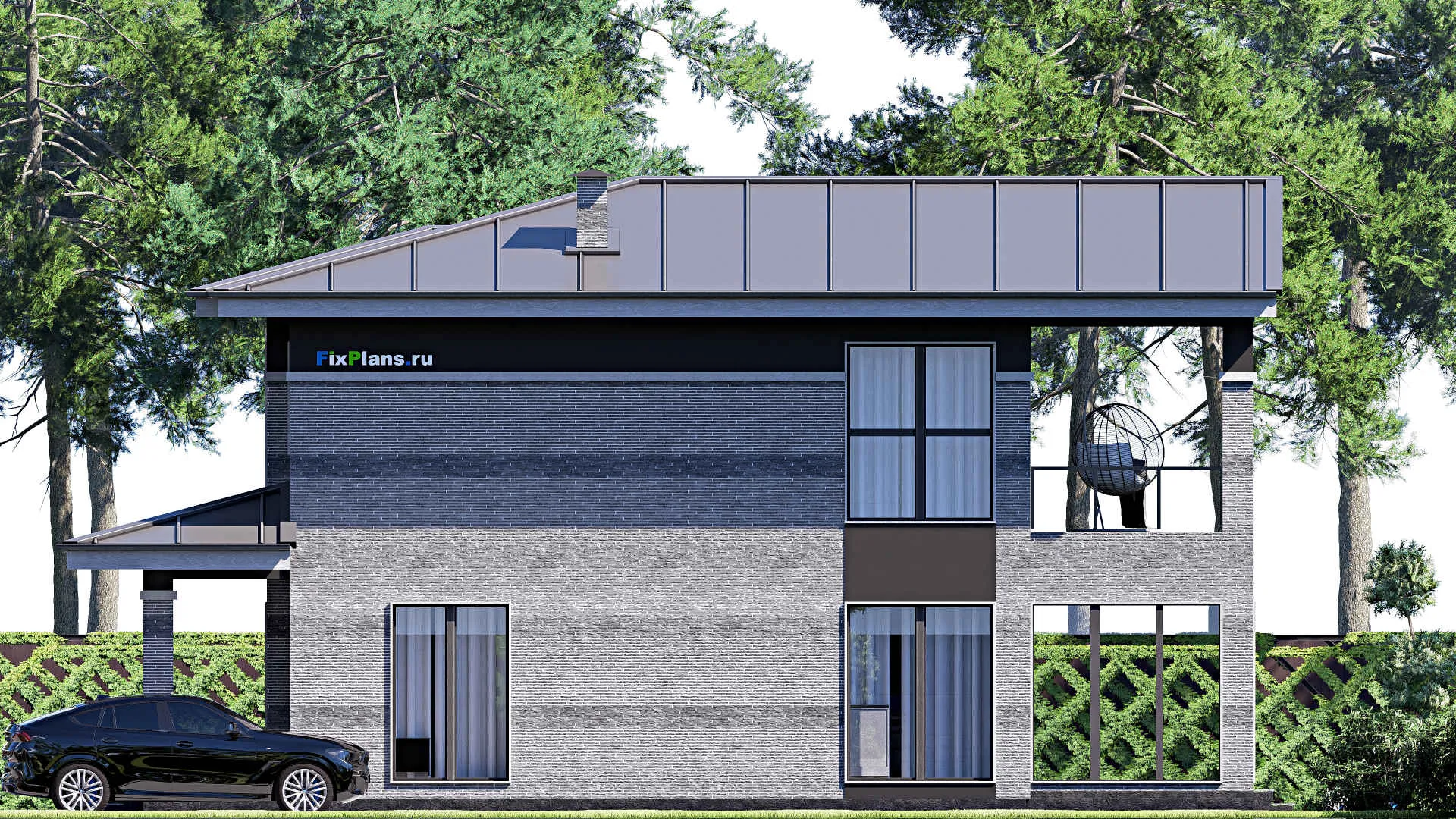 F-19196 - Проект двухэтажного дома 11 на 15, площадью 210 м² с террасой, балконом и 5 спальнями