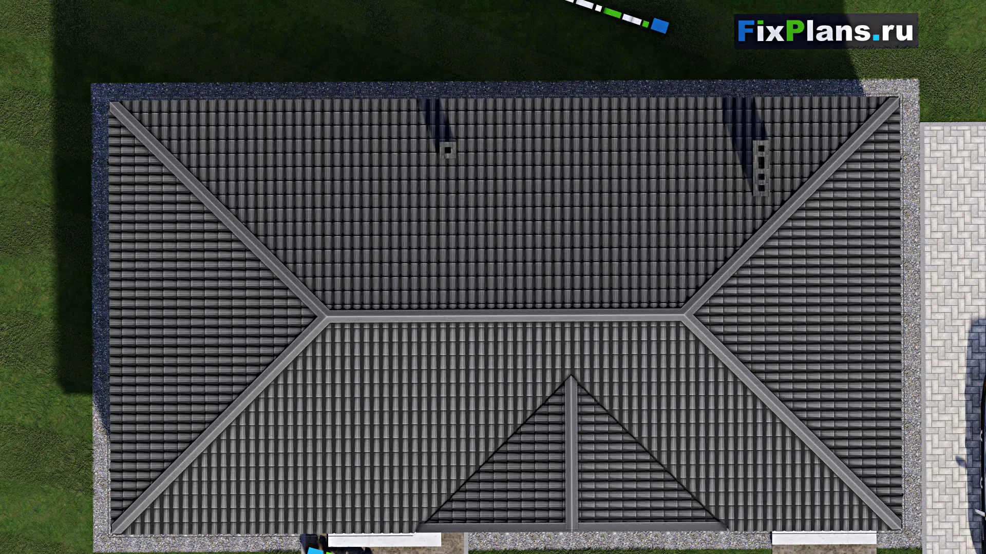 F-0989 - Проект одноэтажного дома 9 на 17, площадью 120 м² с террасой и 2 спальнями