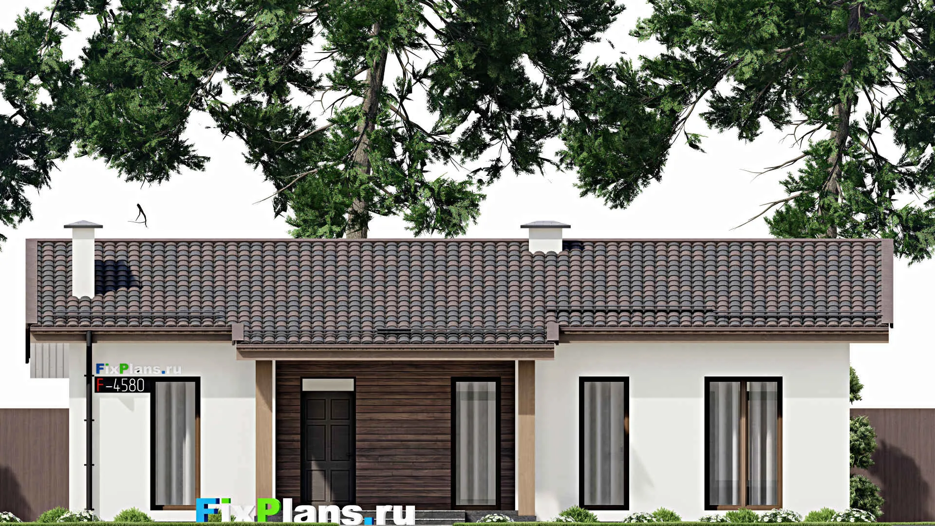 F-4580 - Проект одноэтажного дома 10 на 14, площадью 140 м² с террасой и 3 спальнями