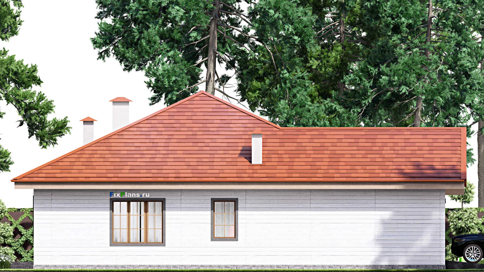 F-16343 - Проект одноэтажного дома 17 на 17, площадью 210 м² с 3 спальнями