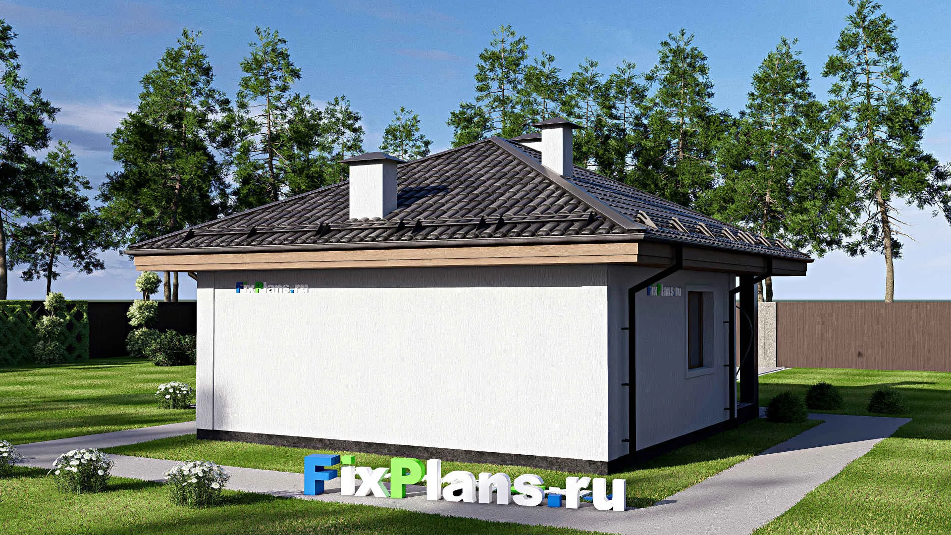 F-17711 - Проект бани 8 на 9, площадью 50 м² с терассой, санузлом и спальней