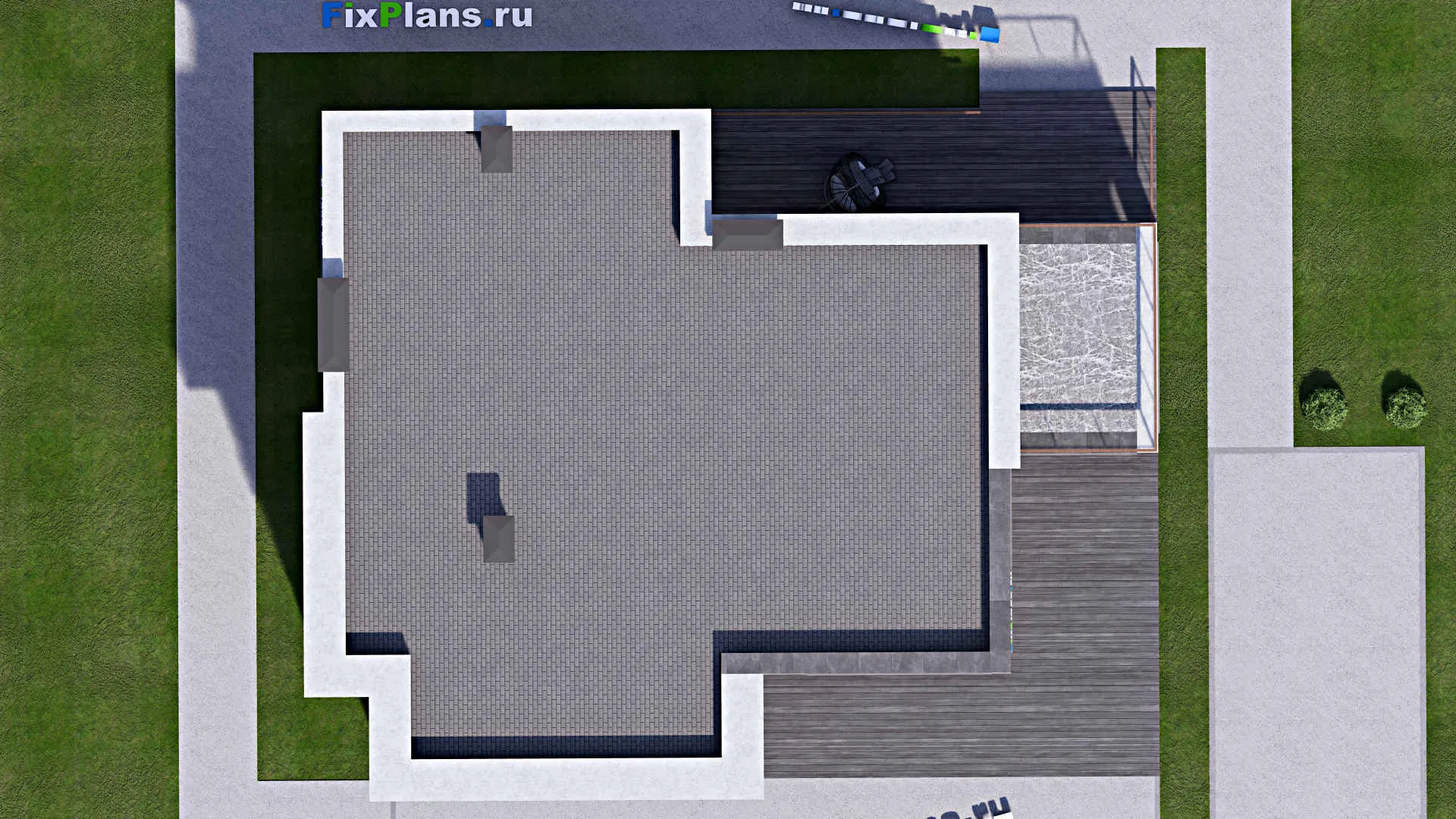 F-12689 - Планы двухэтажного дома 13 на 17, площадью 300 м² с террасой, балконом, баней и 5 спальнями