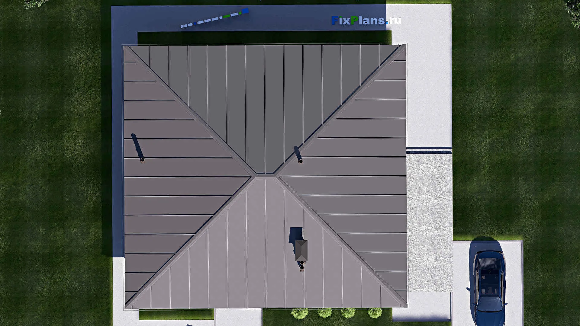 F-19115 - Проект одноэтажного дома 14 на 19, площадью 190 м² с террасой и 4 спальнями