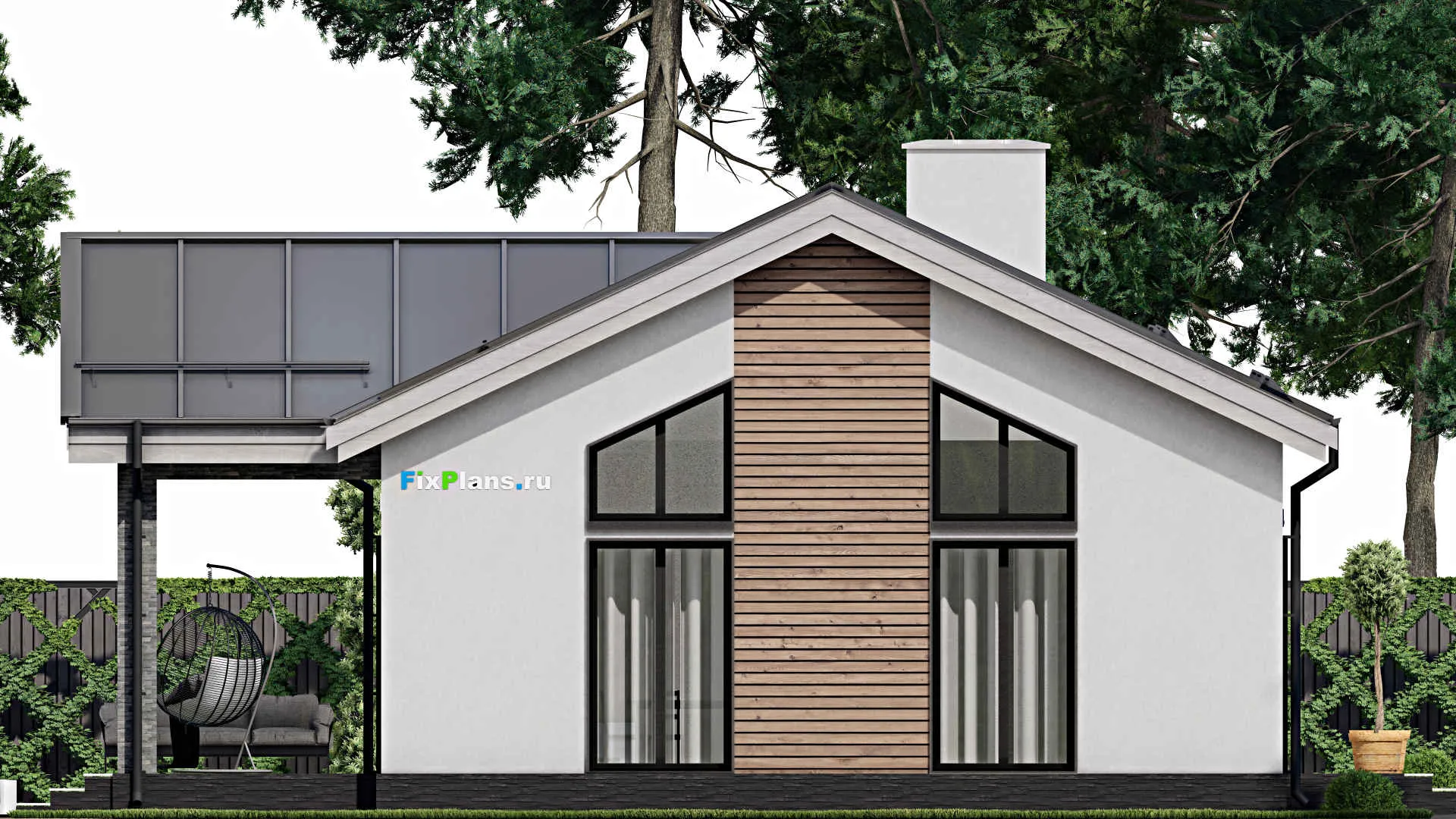 F-1970 - Проект одноэтажного дома 10 на 19, площадью 170 м² с террасой и 4 спальнями