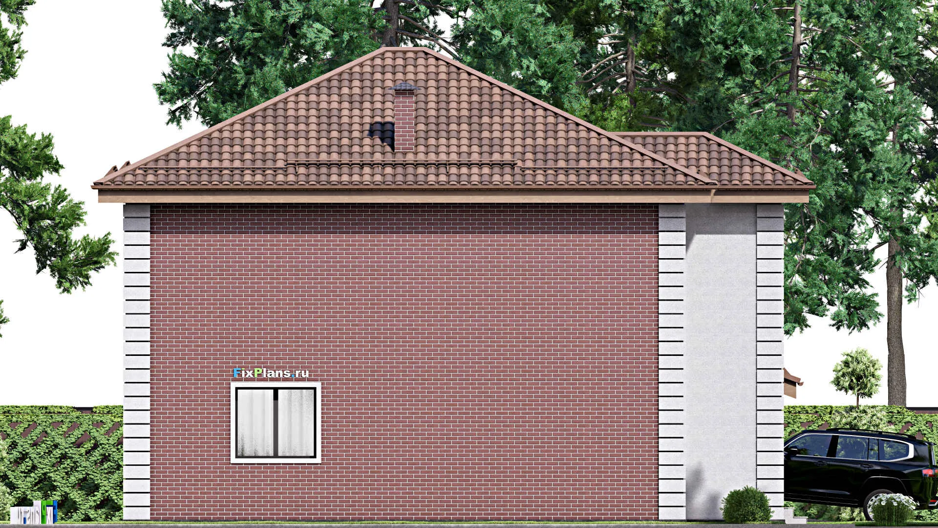 F-16982 - Планы двухэтажного дома 14 на 16, площадью 220 м² с гаражом на 2 машины и 4 спальнями