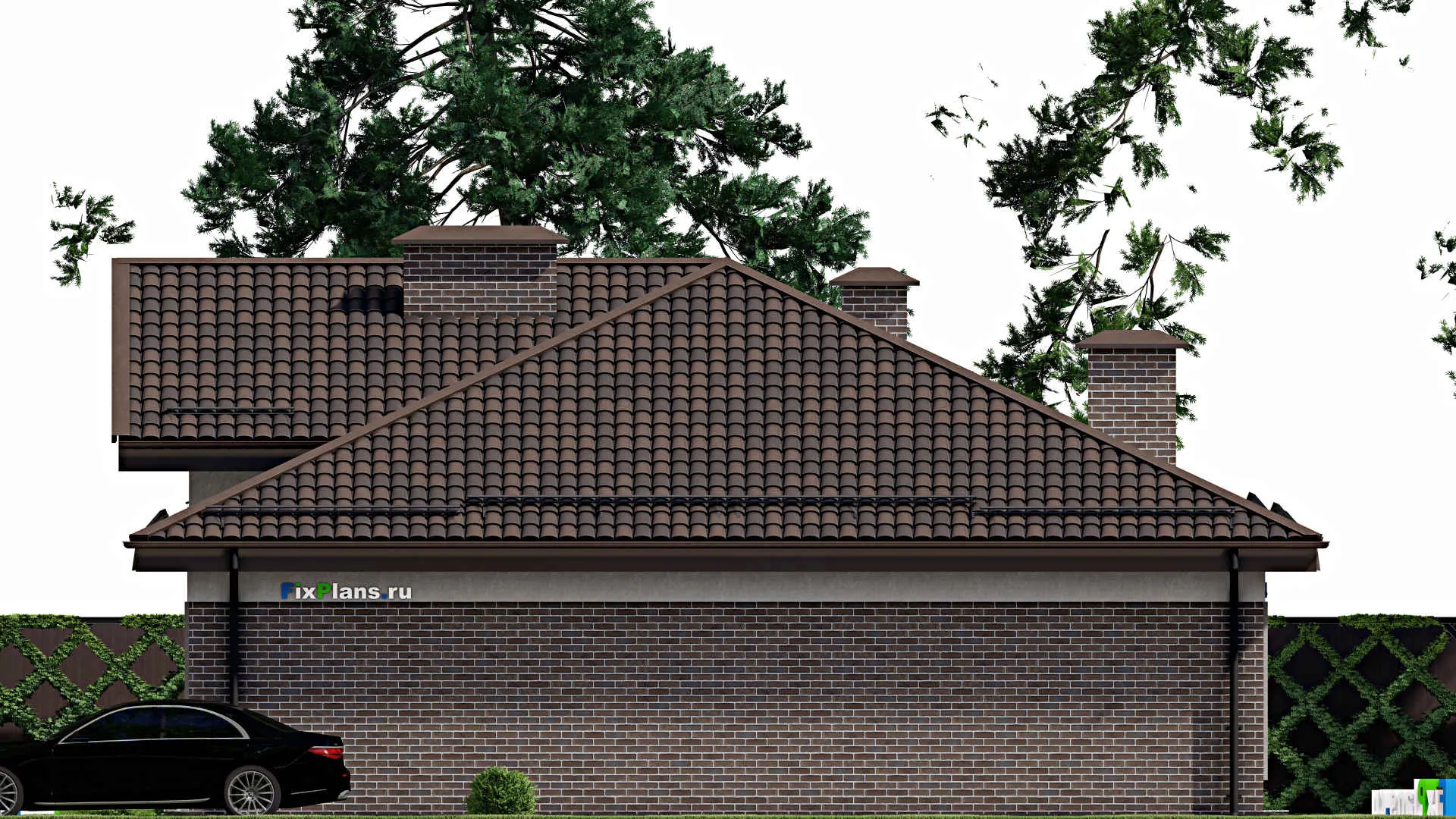 F-5741 - План одноэтажного дома 13 на 20, площадью 220 м² с террасой и 3 спальнями