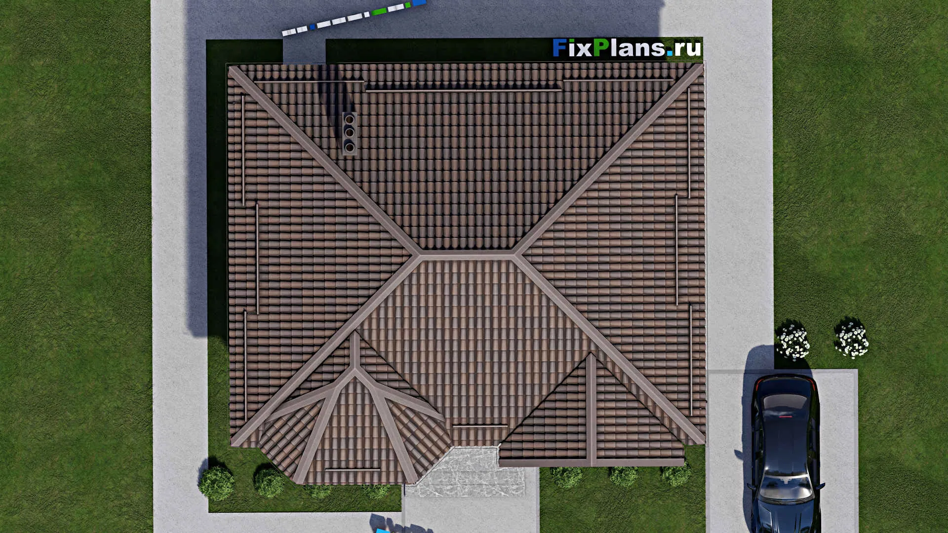 F-7361 - Проект одноэтажного дома 10 на 12, площадью 90 м² с 3 спальнями