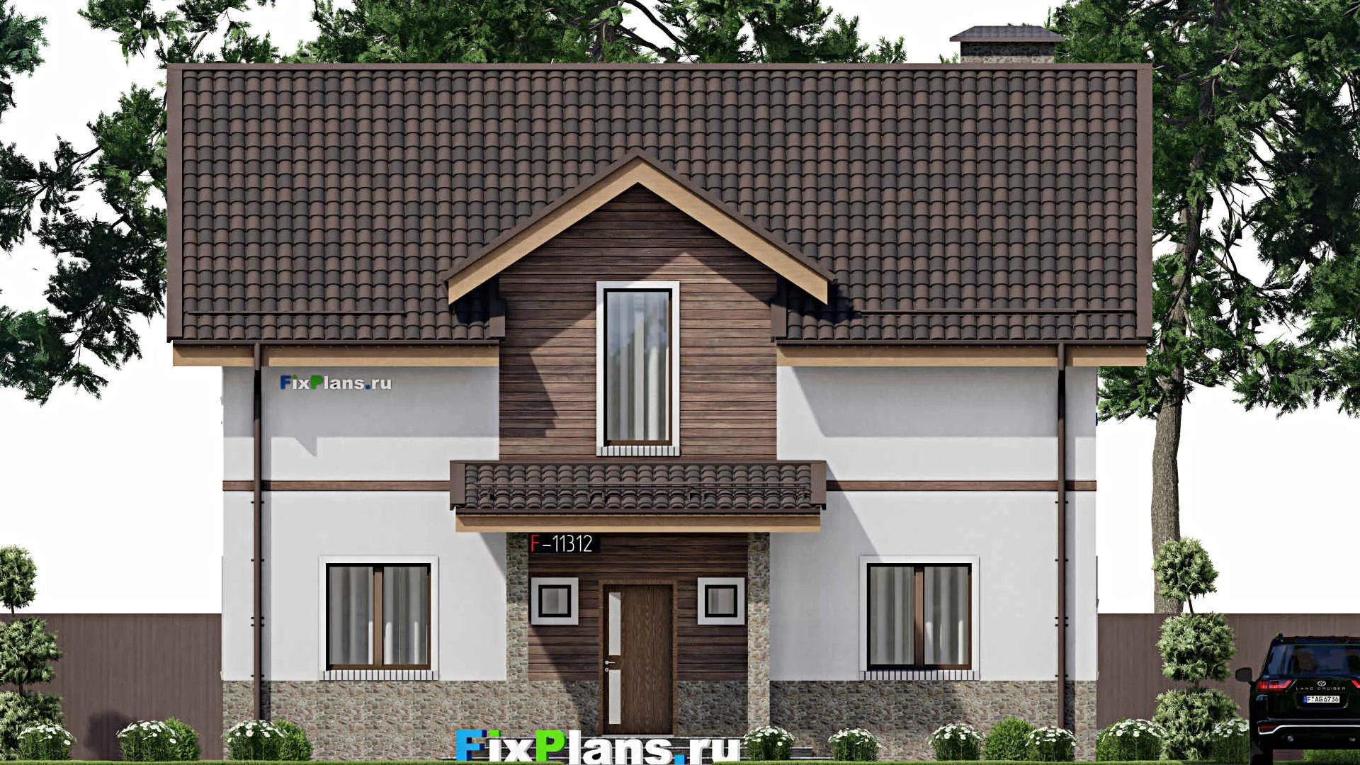 F-11312 - Проект дома с мансардой 12 на 13, площадью 180 м² с 5 спальнями