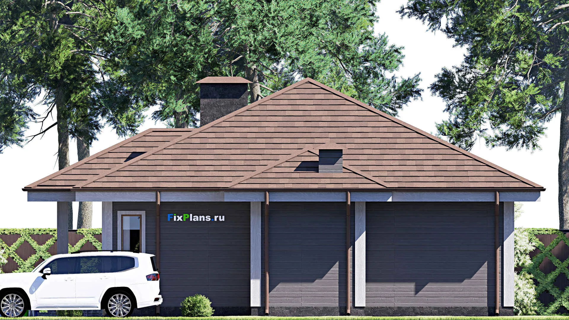 F-17027 - Проект одноэтажного дома 13 на 16, площадью 130 м² с 3 спальнями