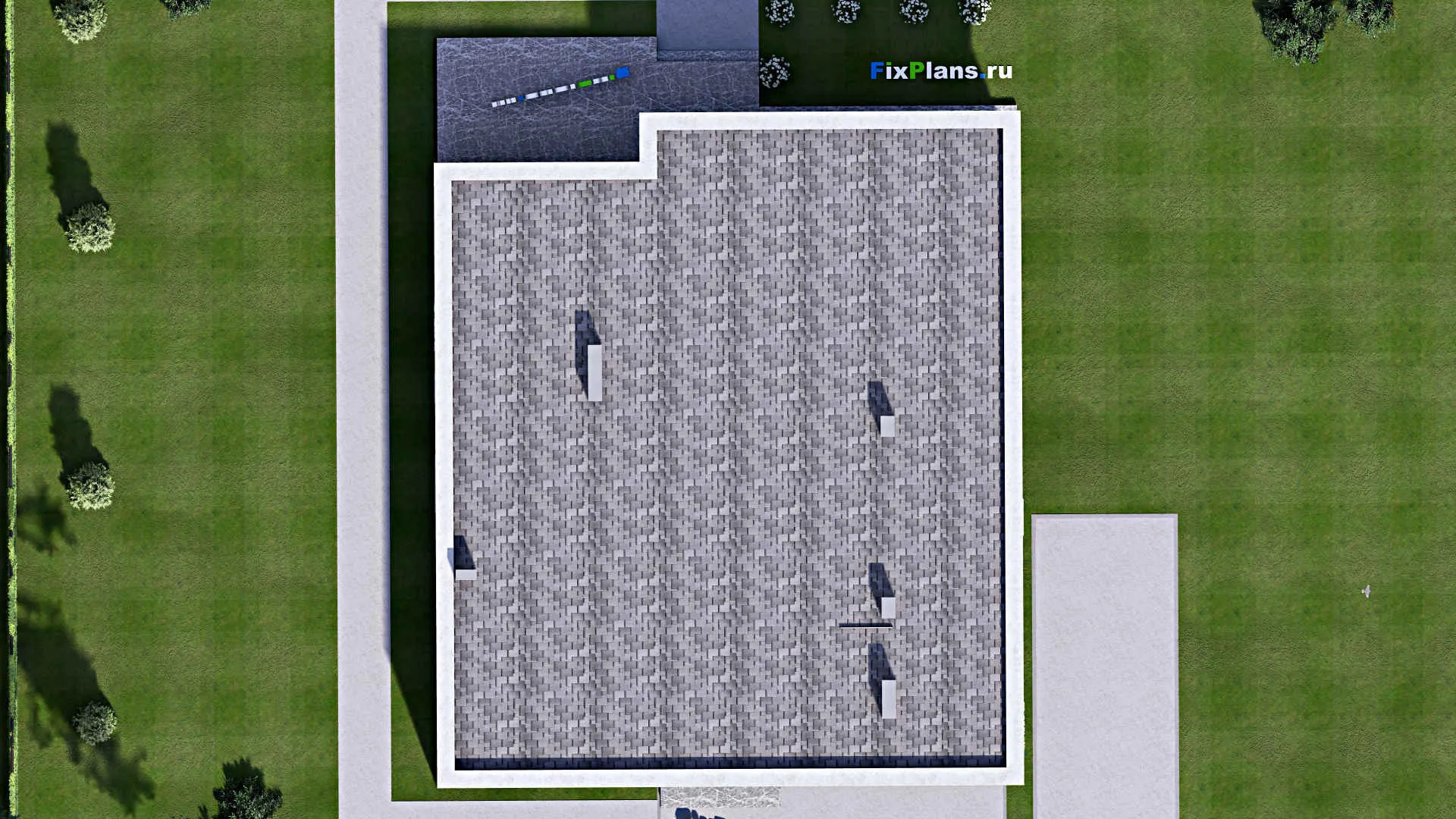 F-13184 - Проект одноэтажного дома 17 на 22, площадью 290 м² с террасой и 4 спальнями