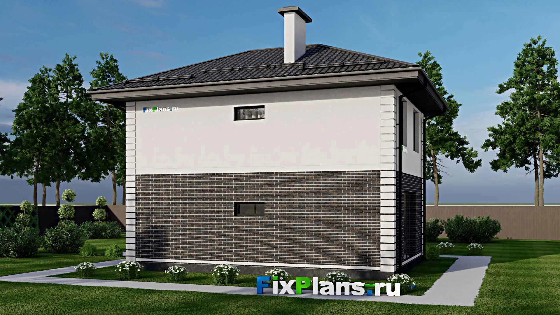 F-2870 - Планы двухэтажного дома 8 на 11, площадью 110 м² с балконом и 4 спальнями